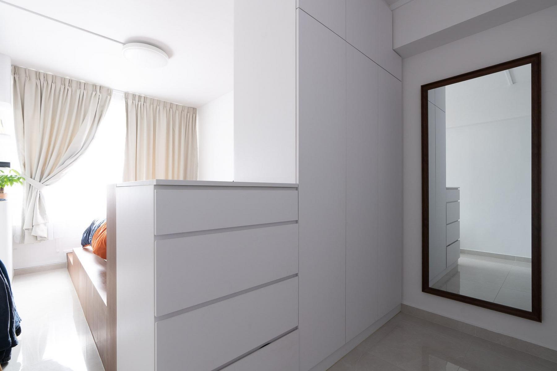 Modern Bedroom with Mirror and Wardrobe