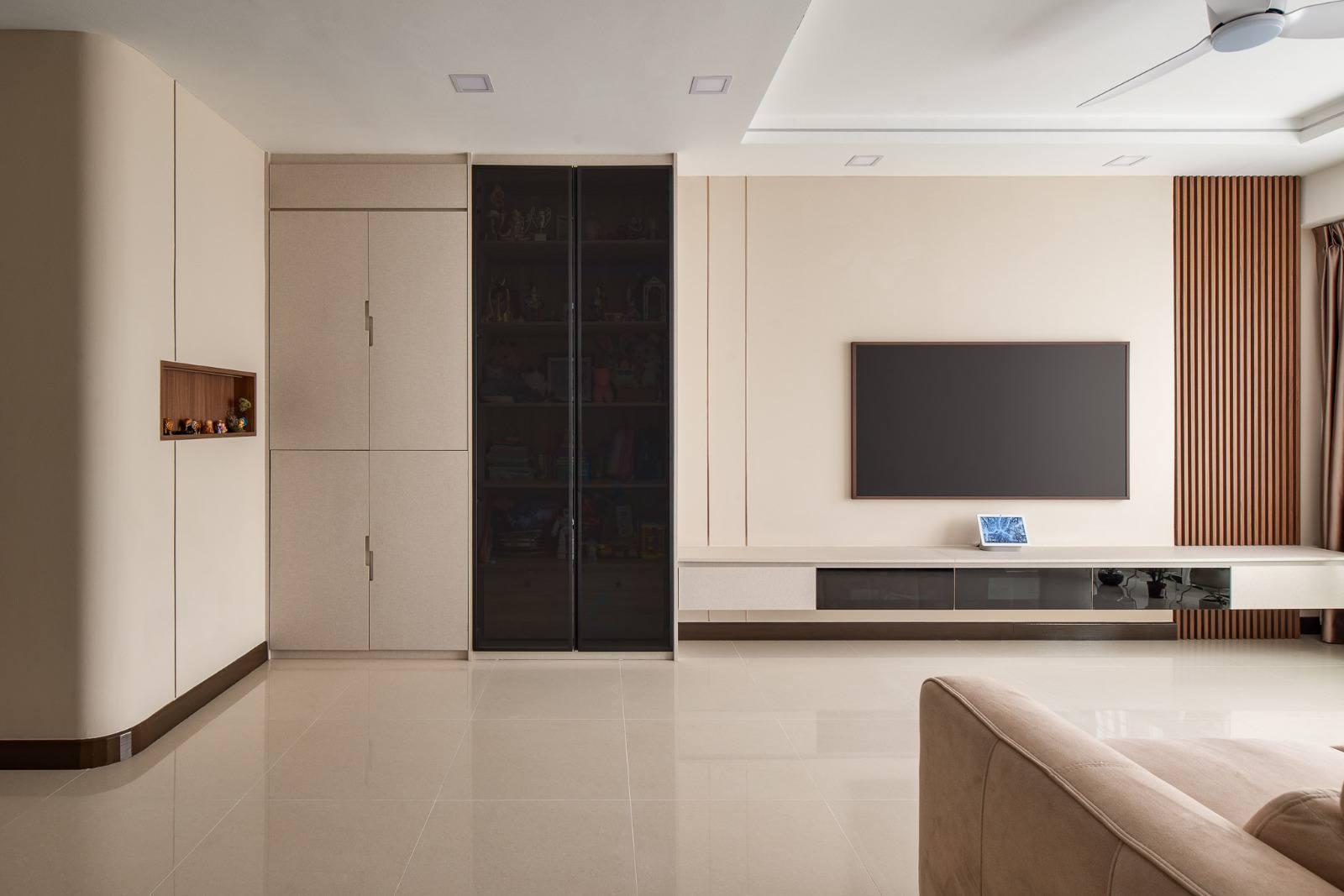 Modern Living Room with TV Console and Feature Wall