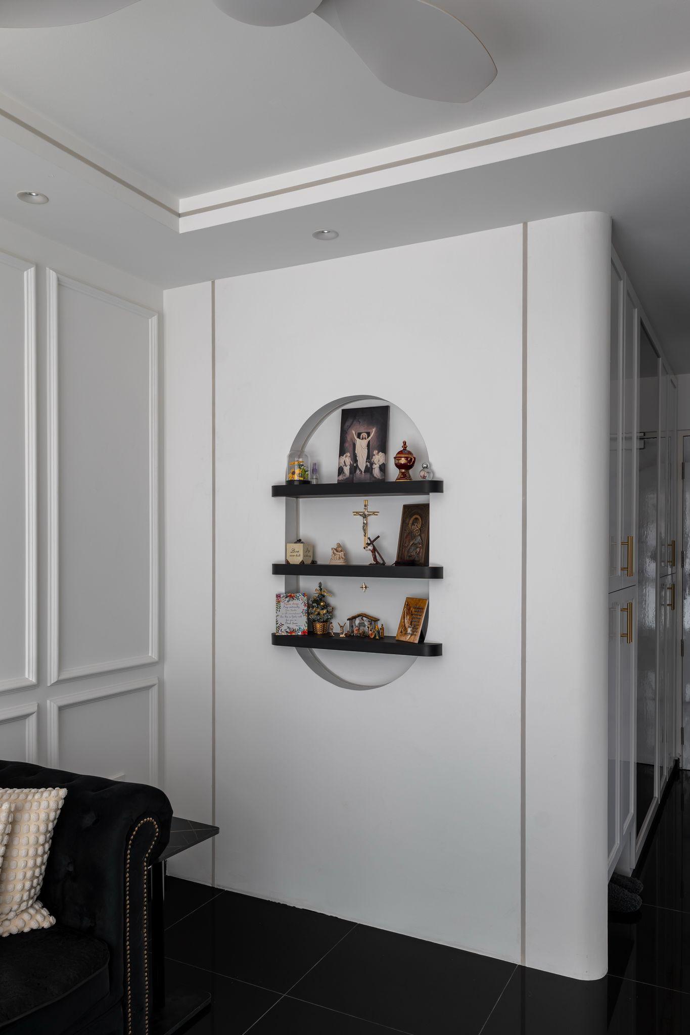 Modern Living Room with Feature Wall and Display Cabinets