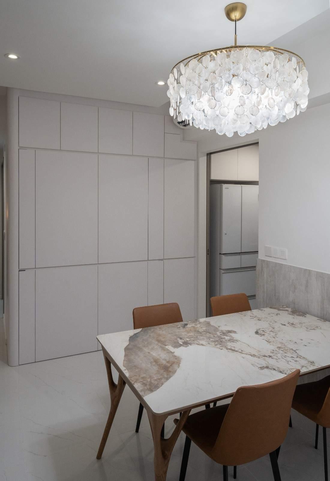 Modern Dining Room with Chandelier and Dining Table