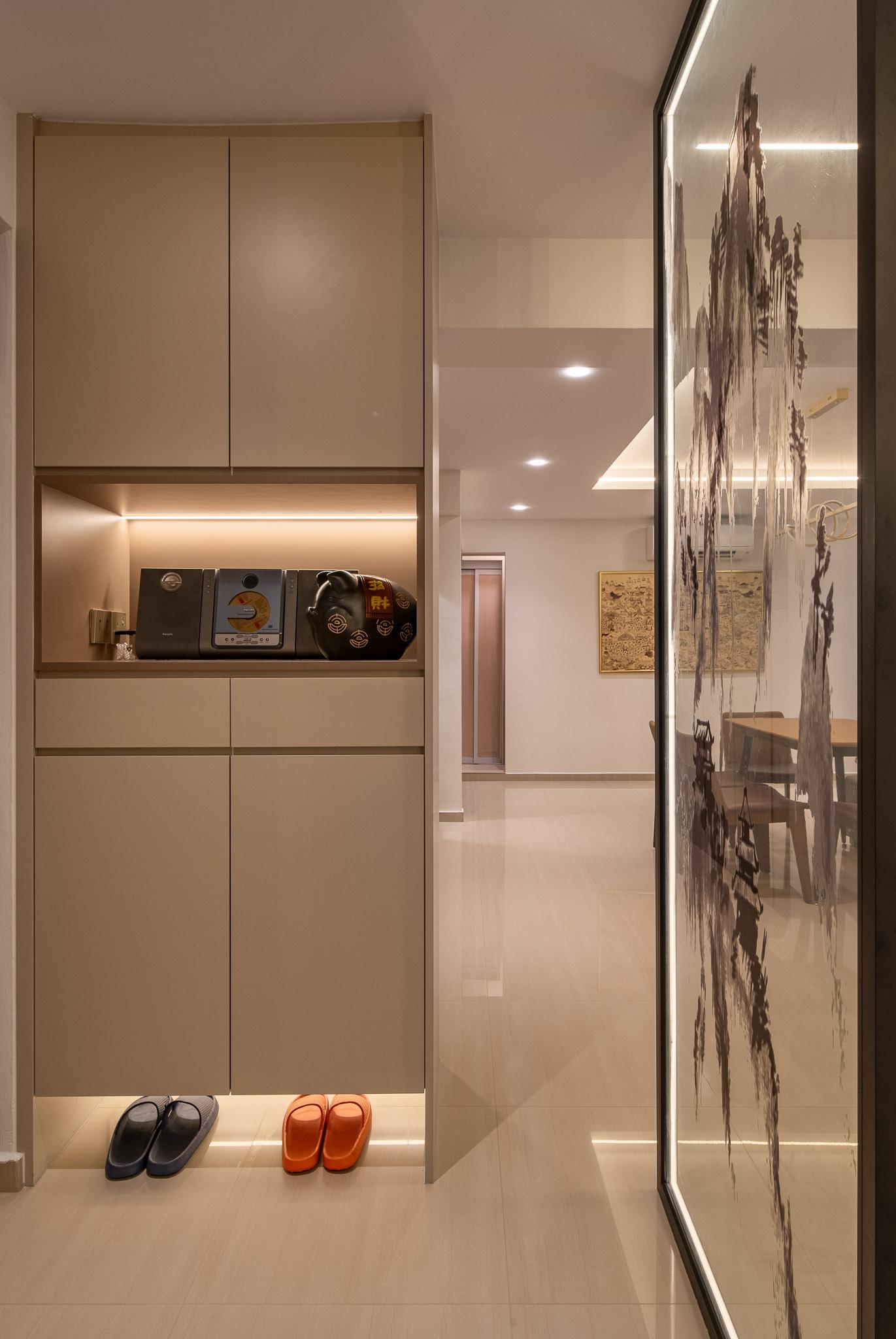 Modern Entryway with Display Cabinets and Shoe Cabinets