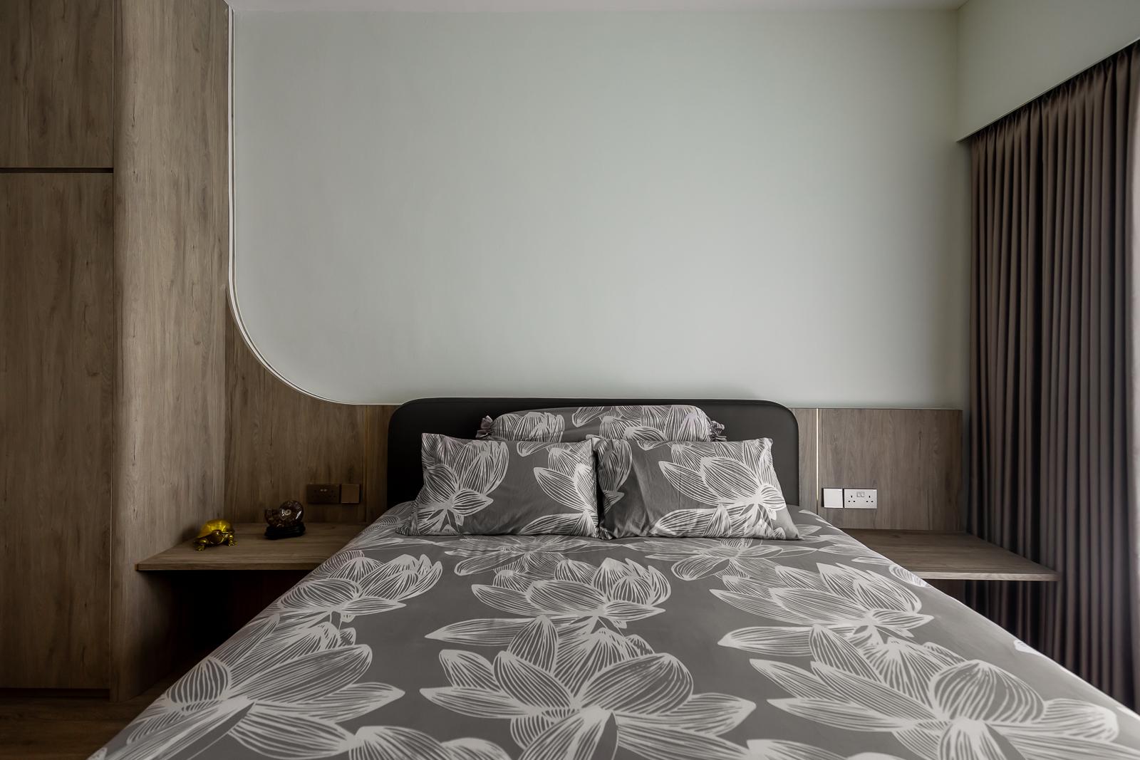 Modern Bedroom with Wood Flooring and Cove Lighting
