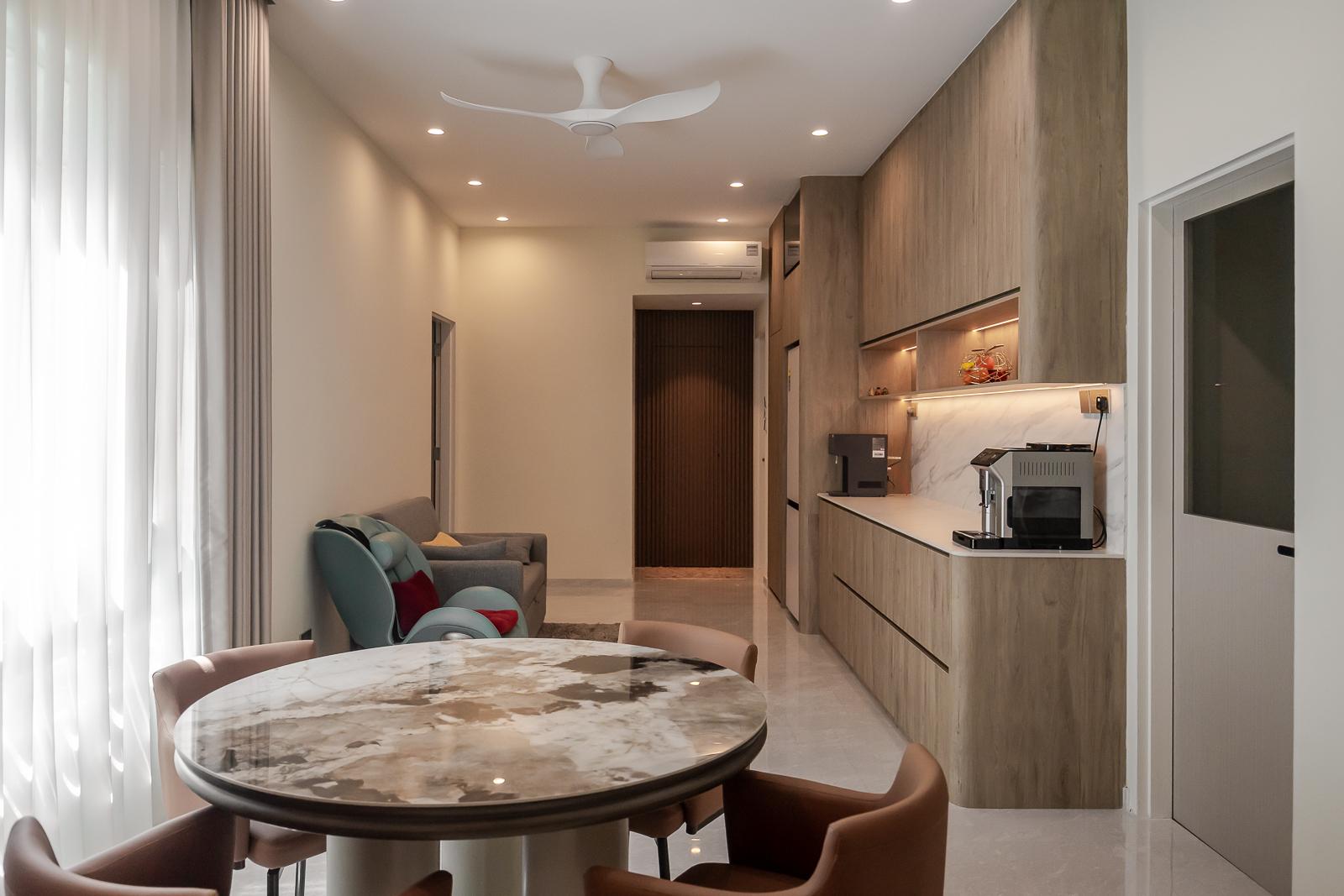 Modern Pantry with Console Table and Drinkware
