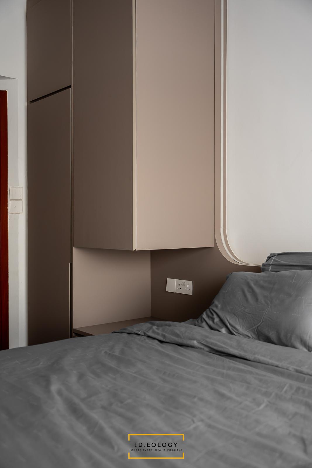 Contemporary Bedroom with Cement Floor and Granite Floor