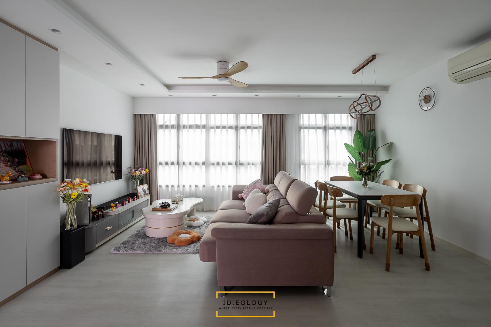 Contemporary Living Room with Countertop and Vinyl Flooring