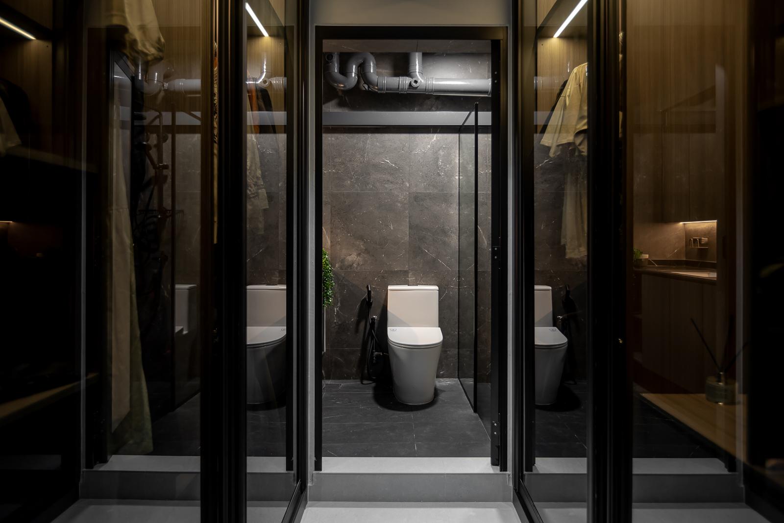 Industrial Bathroom with Mirror and Bathroom Storage