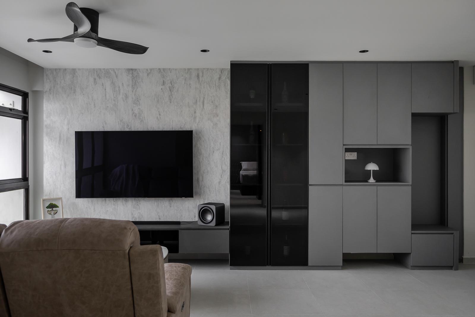 Industrial Living Room with Feature Wall and Sofa