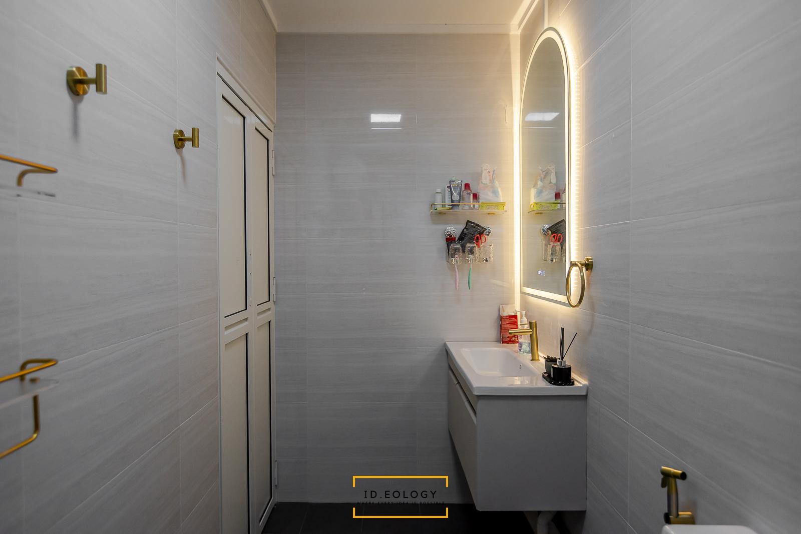 Country Bathroom with Mirror and Shower Screen