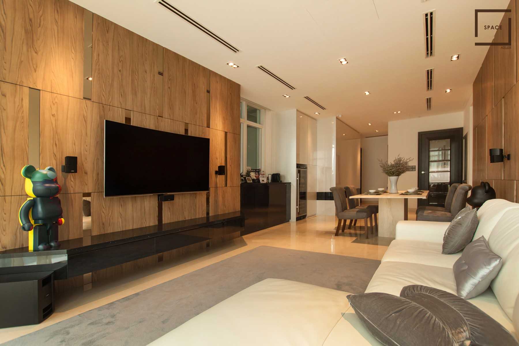Modern Living Room with TV Console and Feature Wall