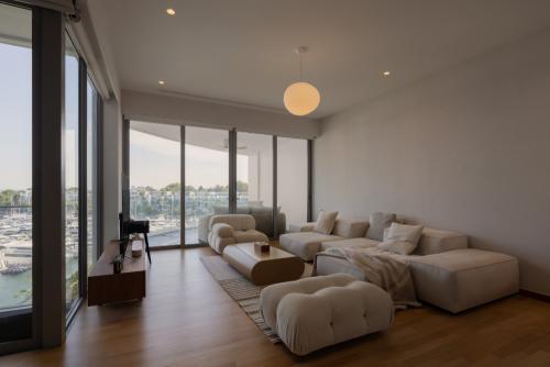 Transitional Living Room at Ocean Drive