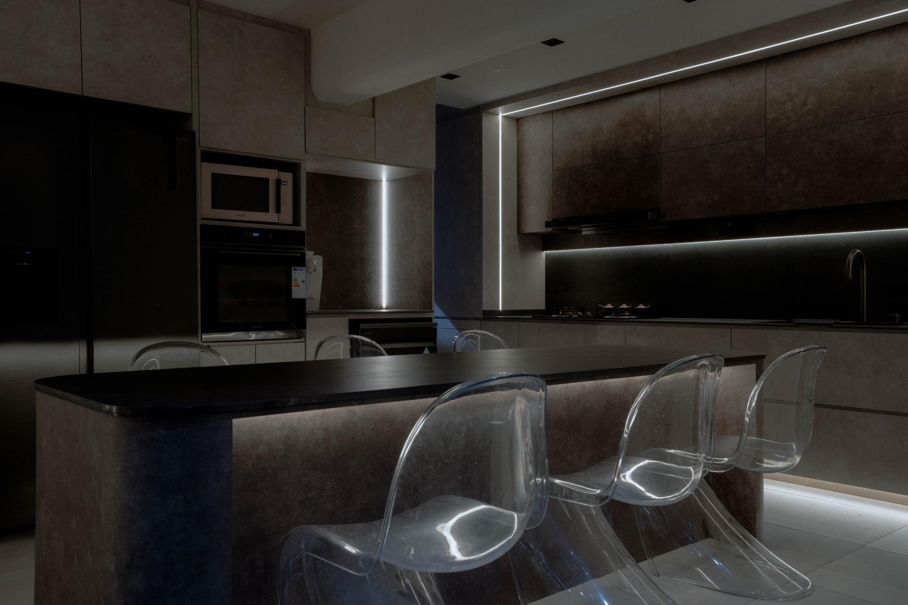 Industrial Kitchen with Countertop and Cupboard