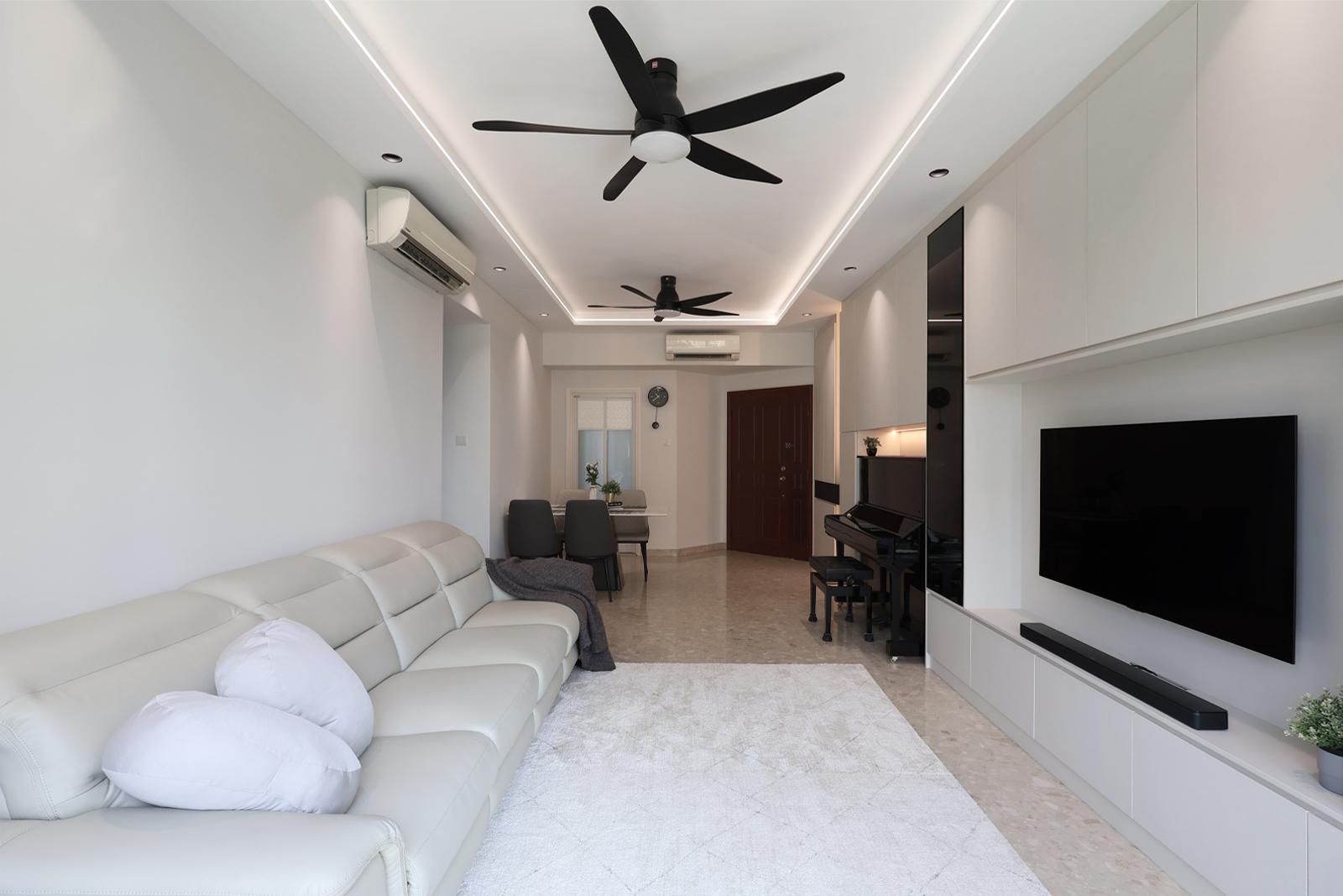 Minimalist Living Room with TV Console and Feature Wall