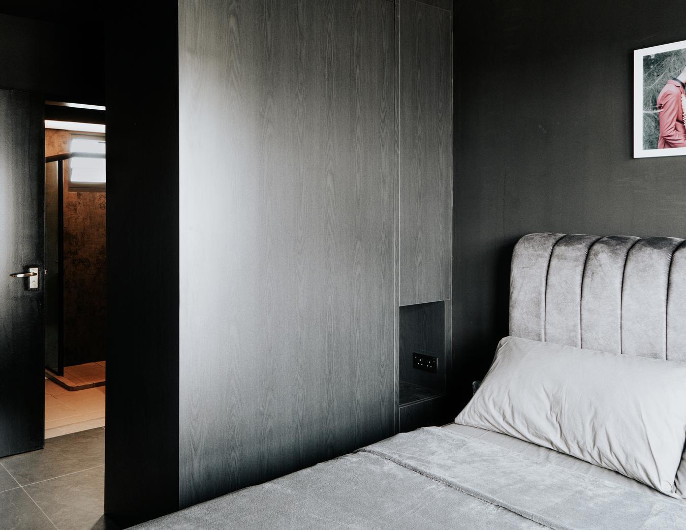 Modern Bedroom with Platform Bed and Wardrobe