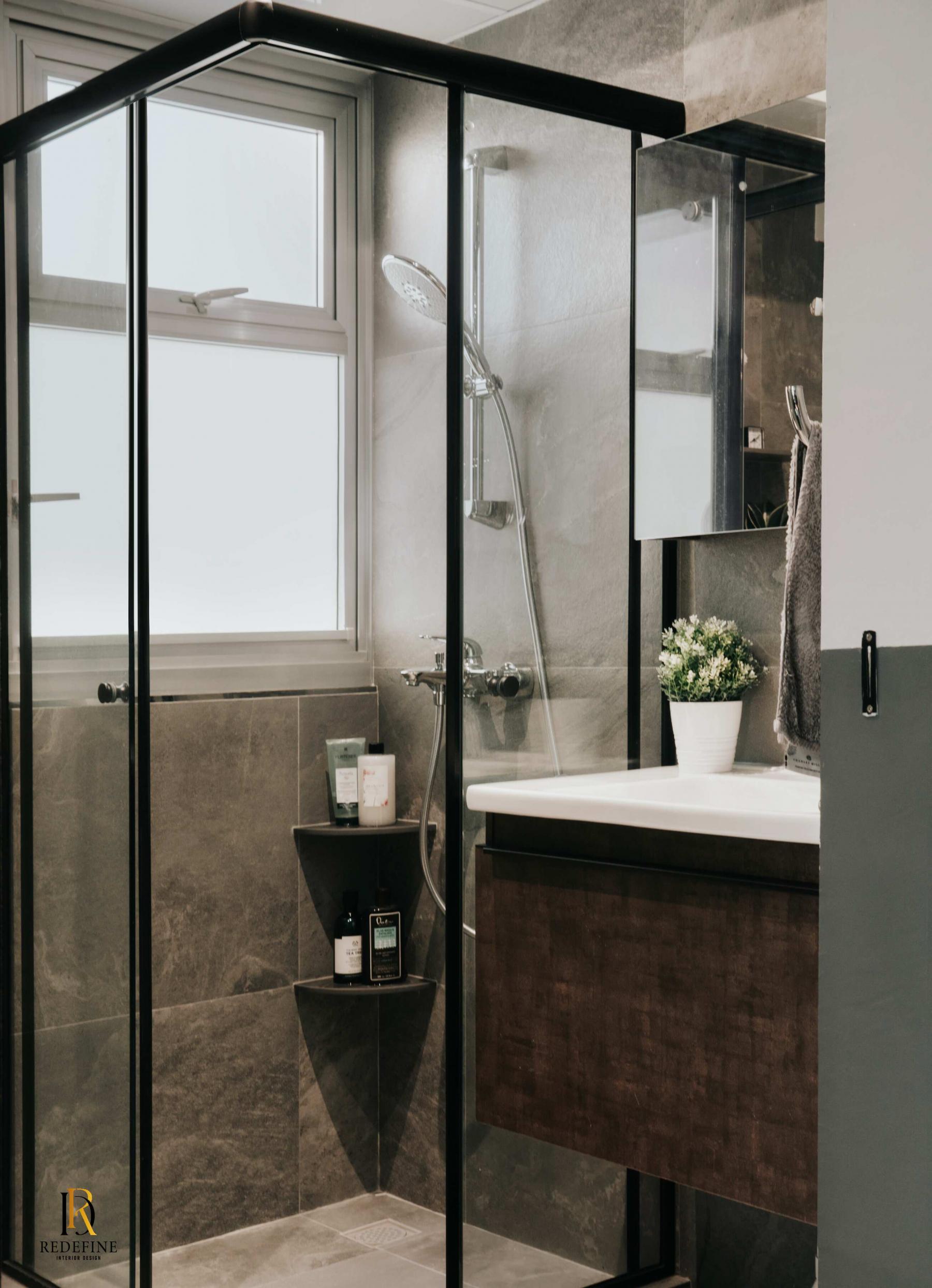 Modern Bathroom with Mirror and Shower Screen
