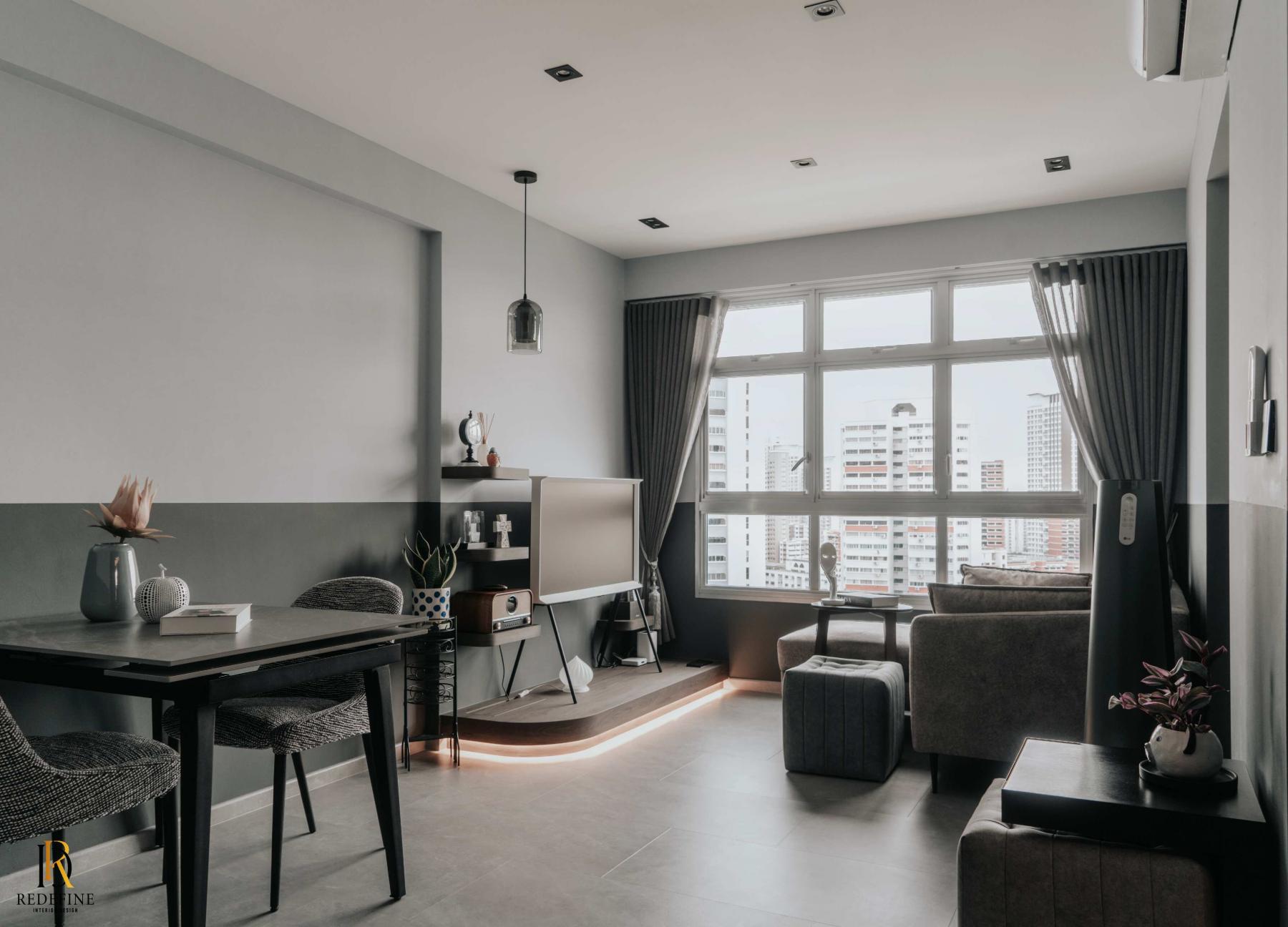 Modern Living Room with Feature Wall and Sofa