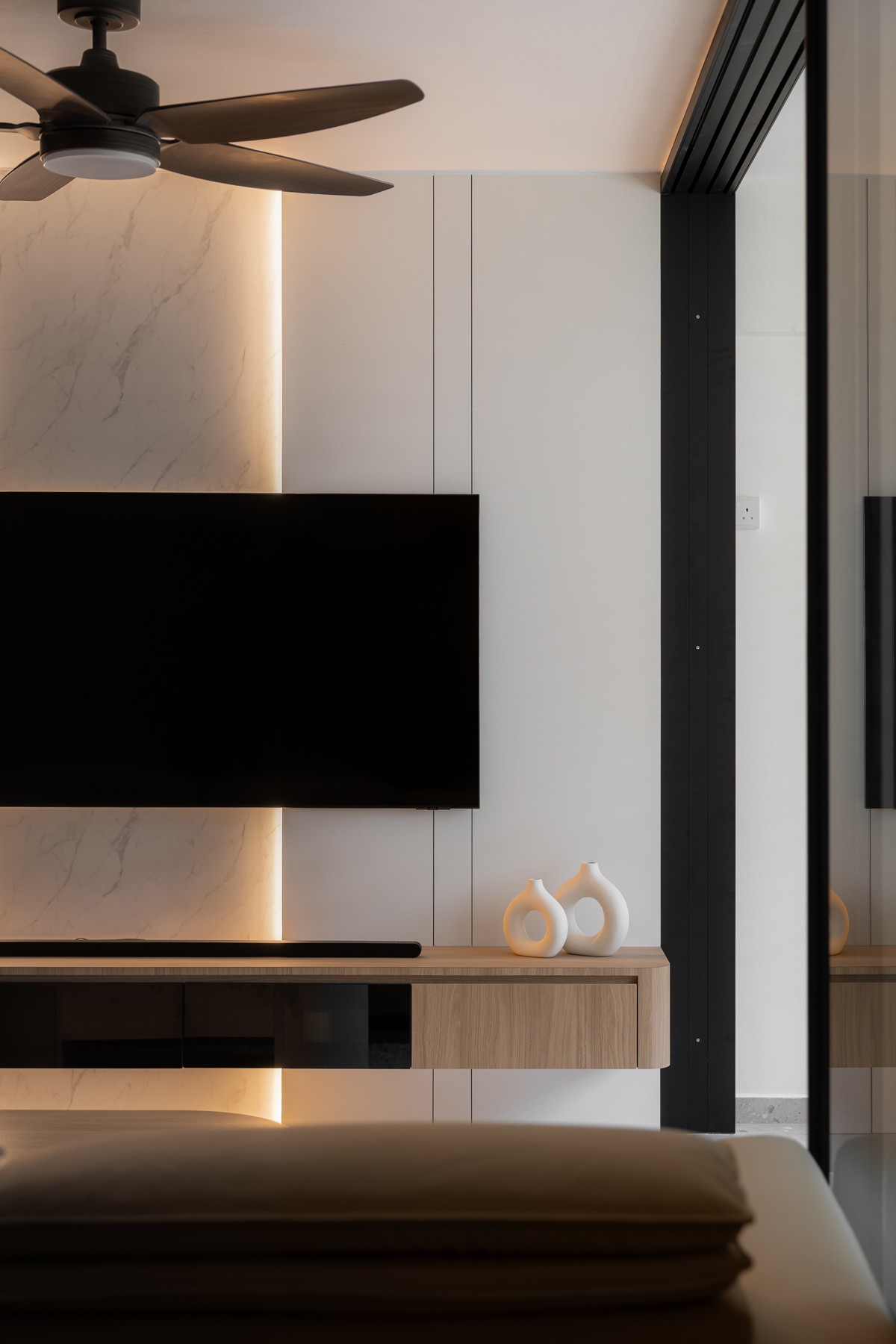 Modern Living Room with TV Console and Feature Wall