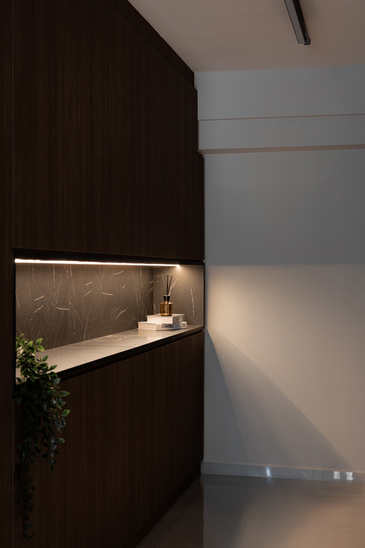 Contemporary Entryway with Small Storage and Display Cabinets