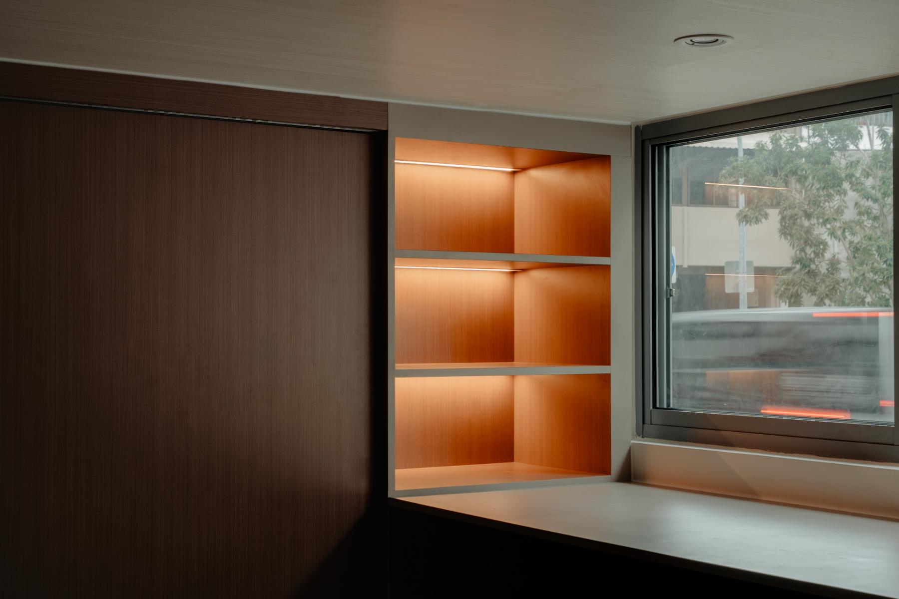 Modern Home Office with Bookshelf and Desk