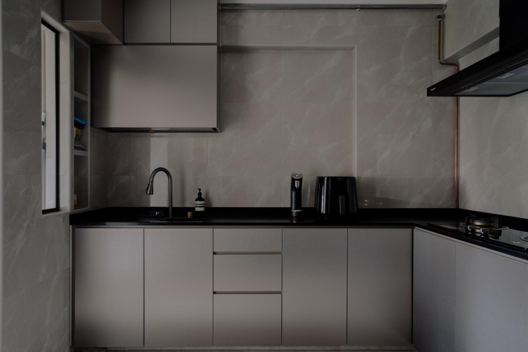 Modern Kitchen with Countertop and Vinyl Flooring