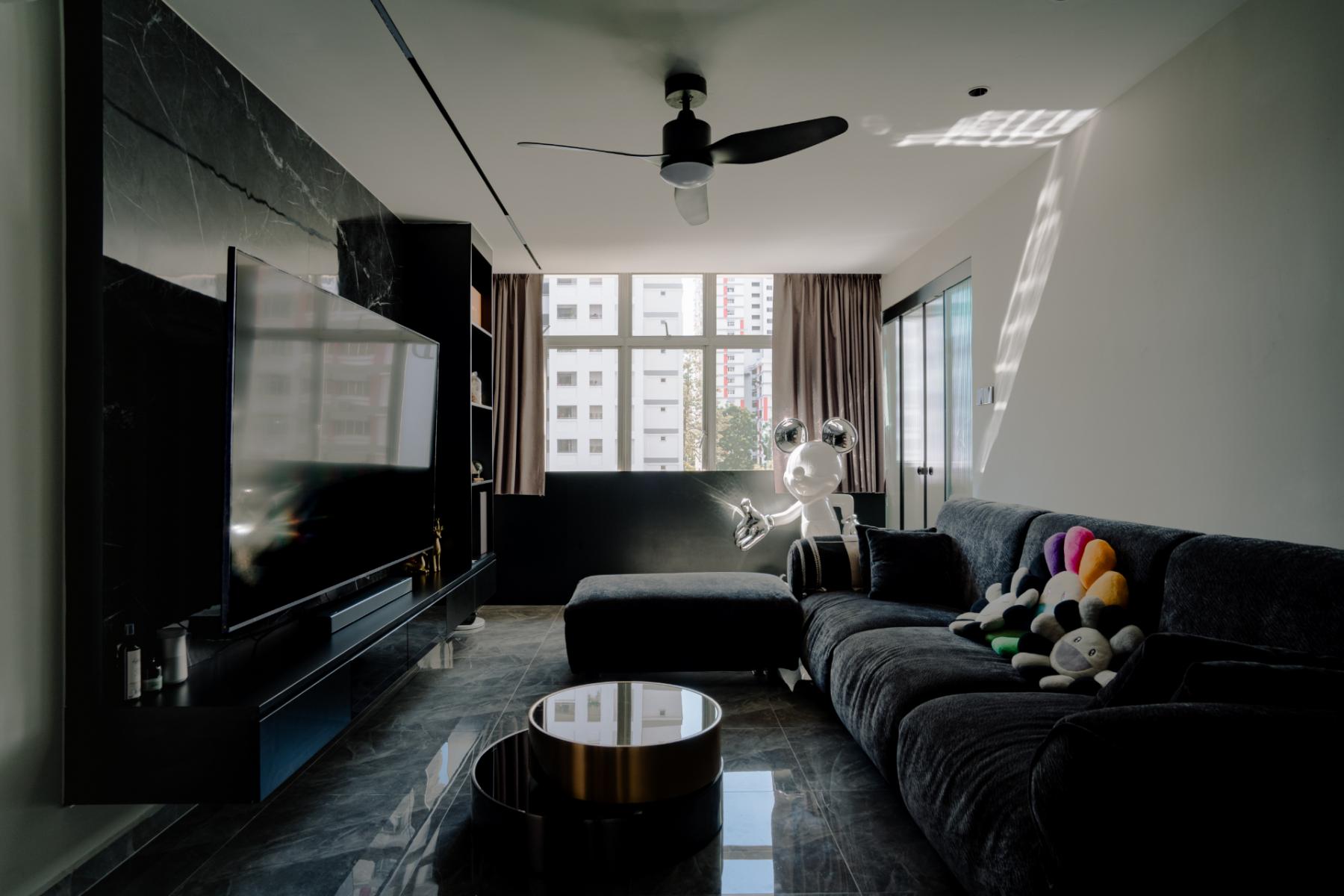 Modern Living Room with TV Console and Feature Wall
