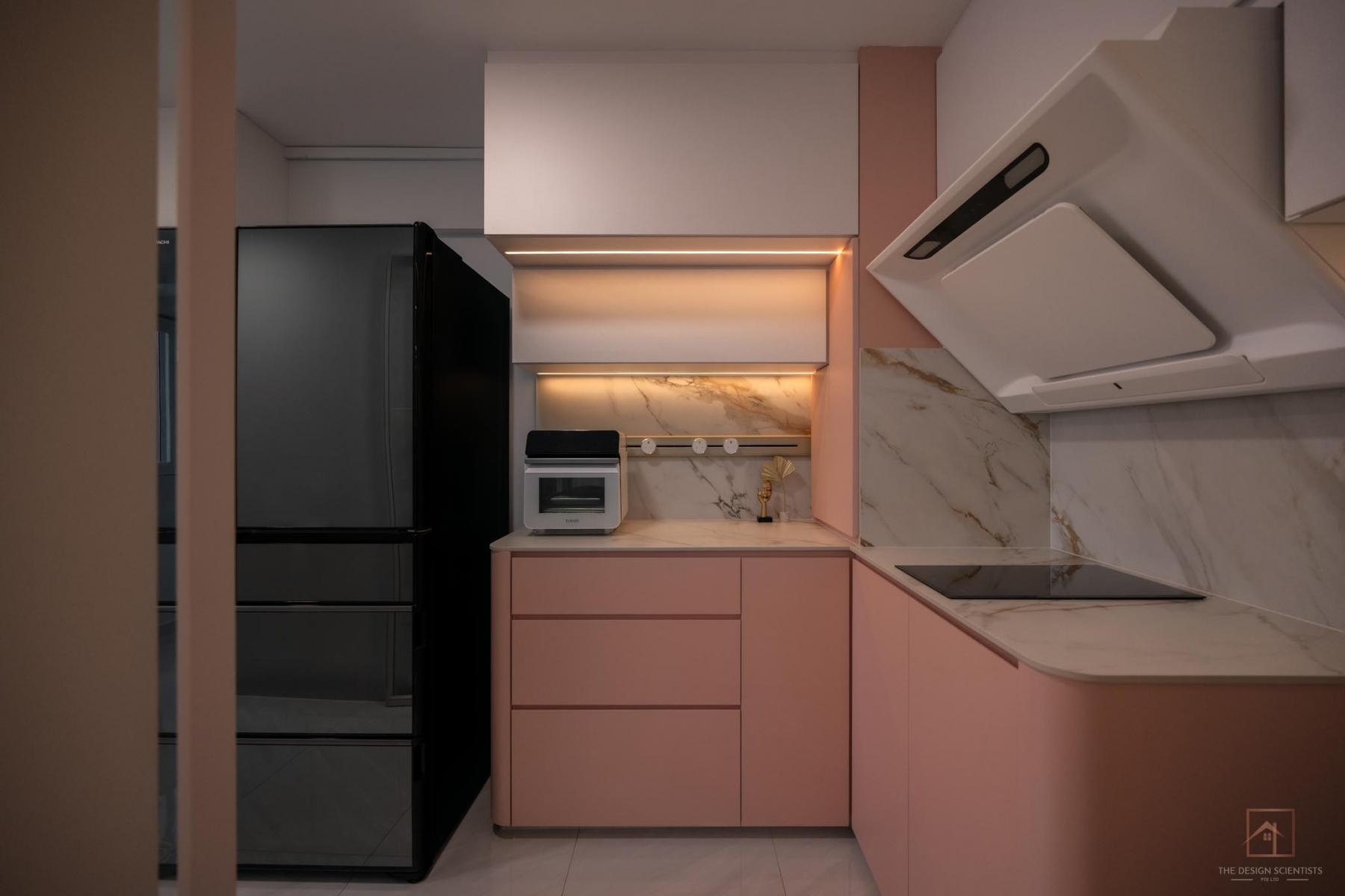 Contemporary Kitchen with Countertop and Homogeneous Tiles