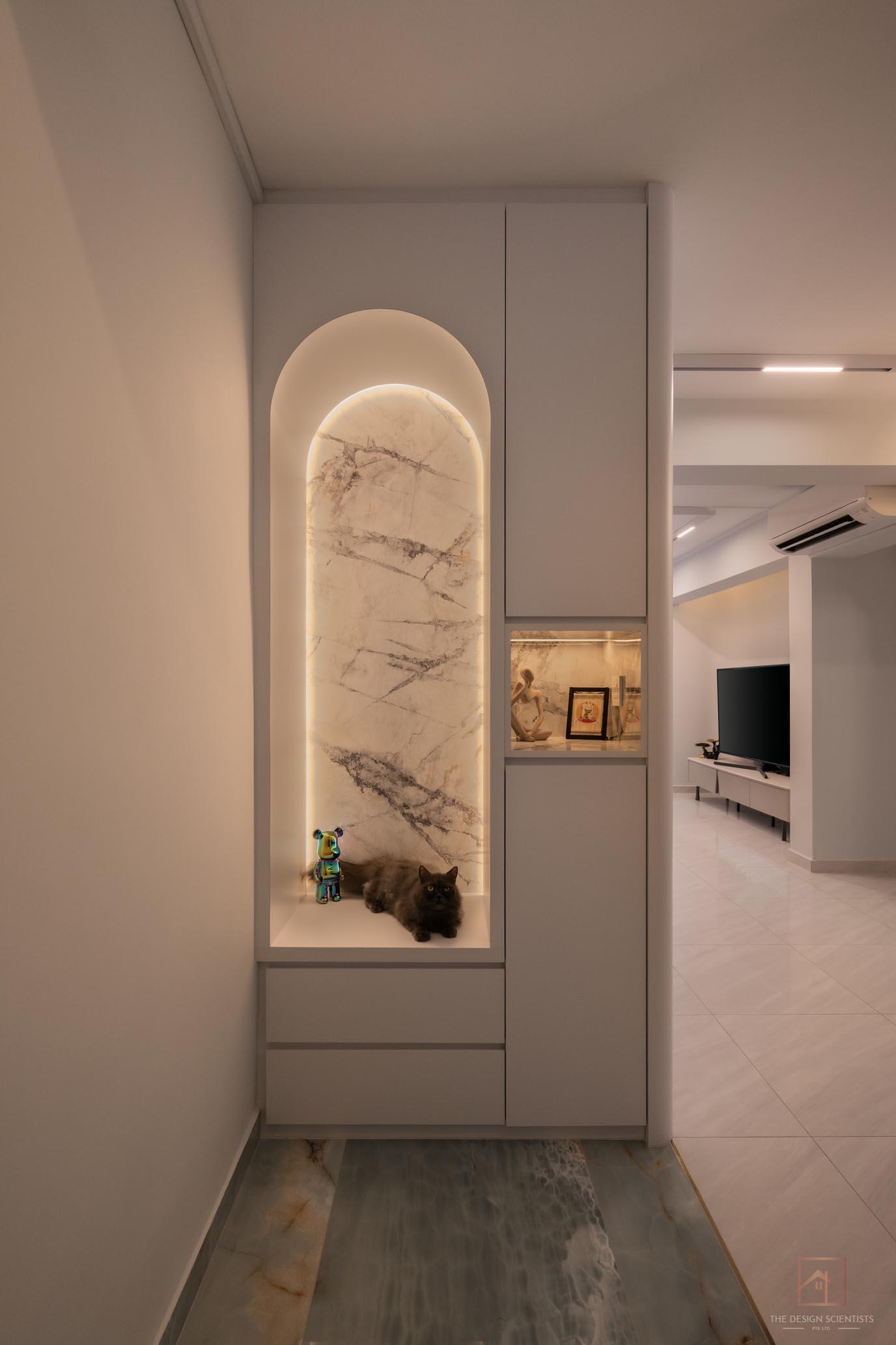 Contemporary Entryway with Seating Bench and Shoe Rack