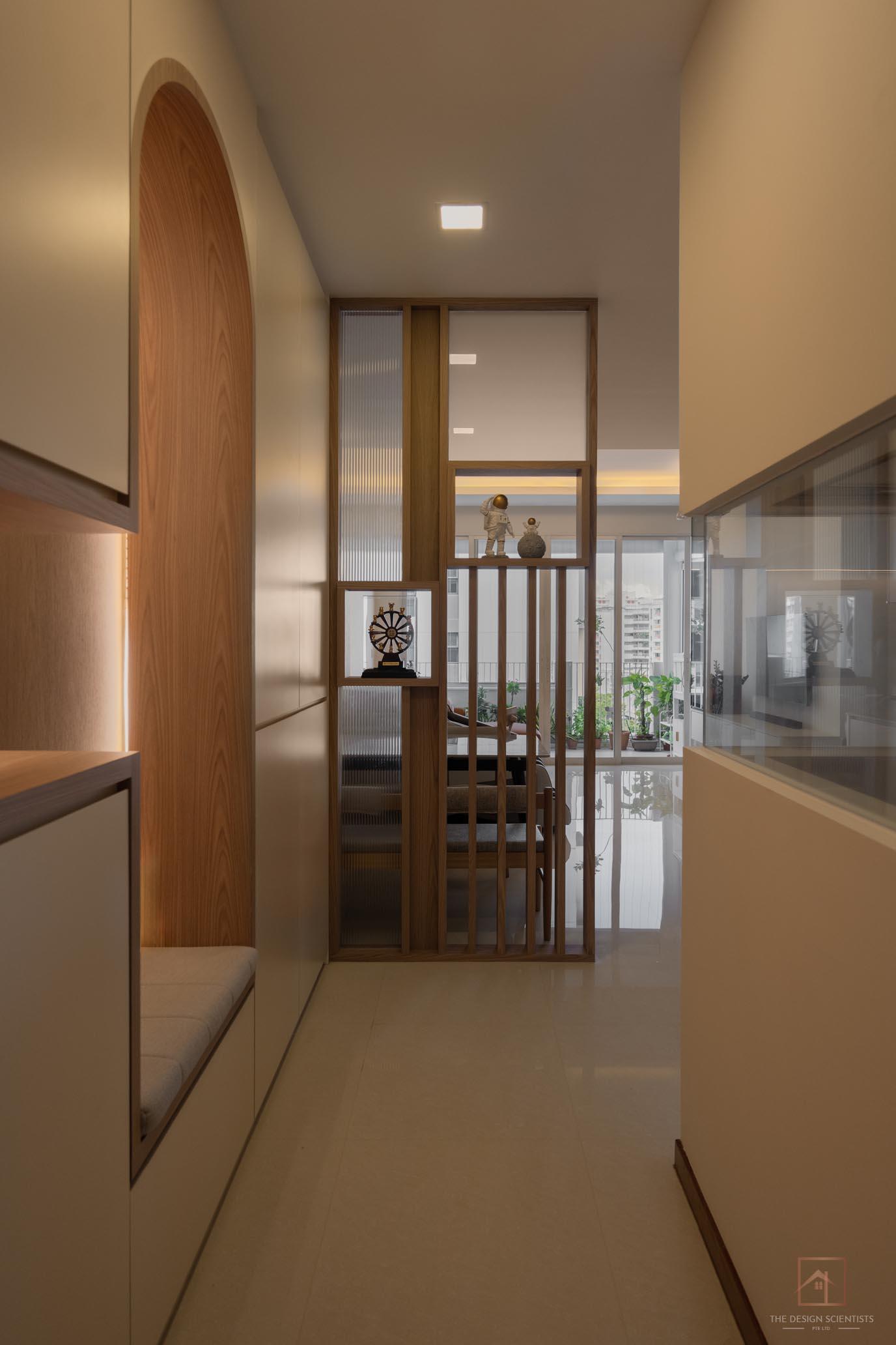 Scandinavian Entryway with Seating Bench and Small Storage