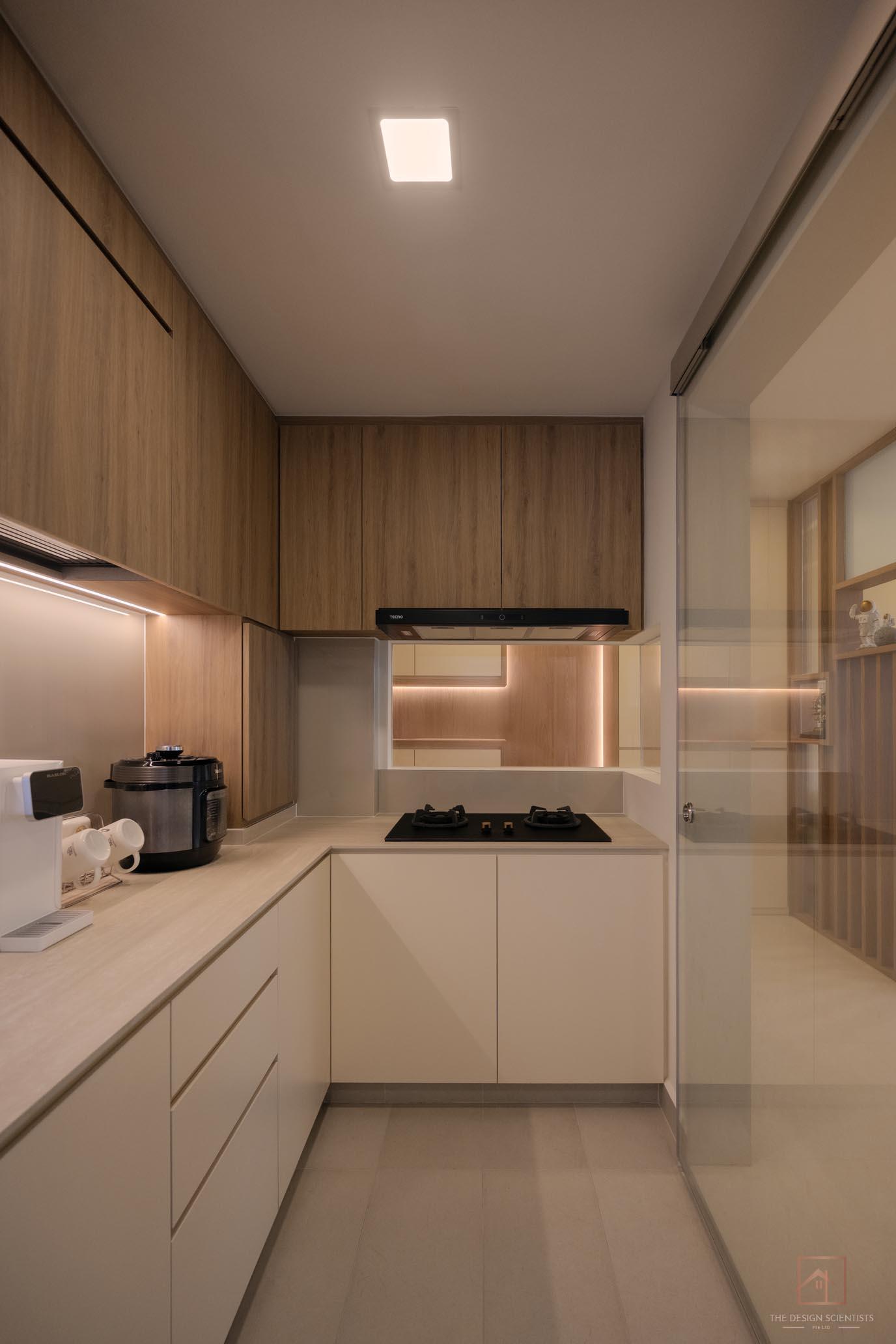 Scandinavian Kitchen with Homogeneous Tiles and Kitchen Island