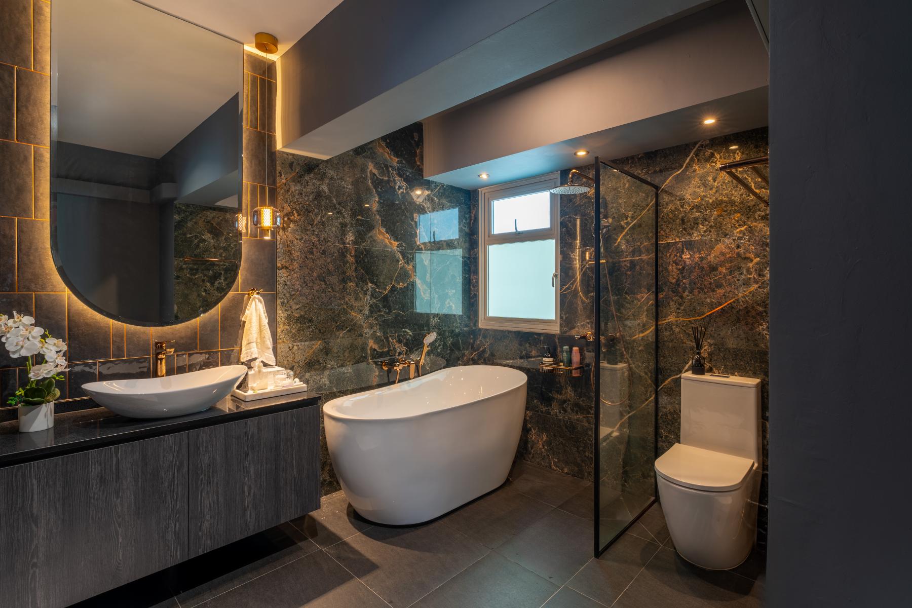 Modern Bathroom with Bathtub and Bathroom Accessories