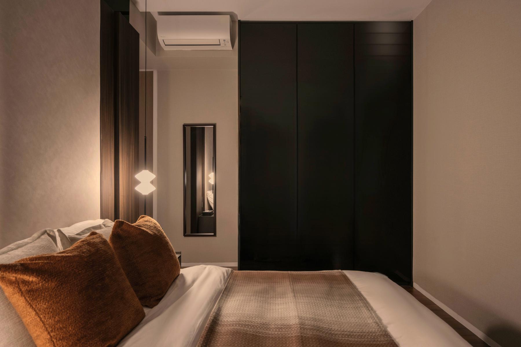 Contemporary Bedroom with Platform Bed and Wardrobe