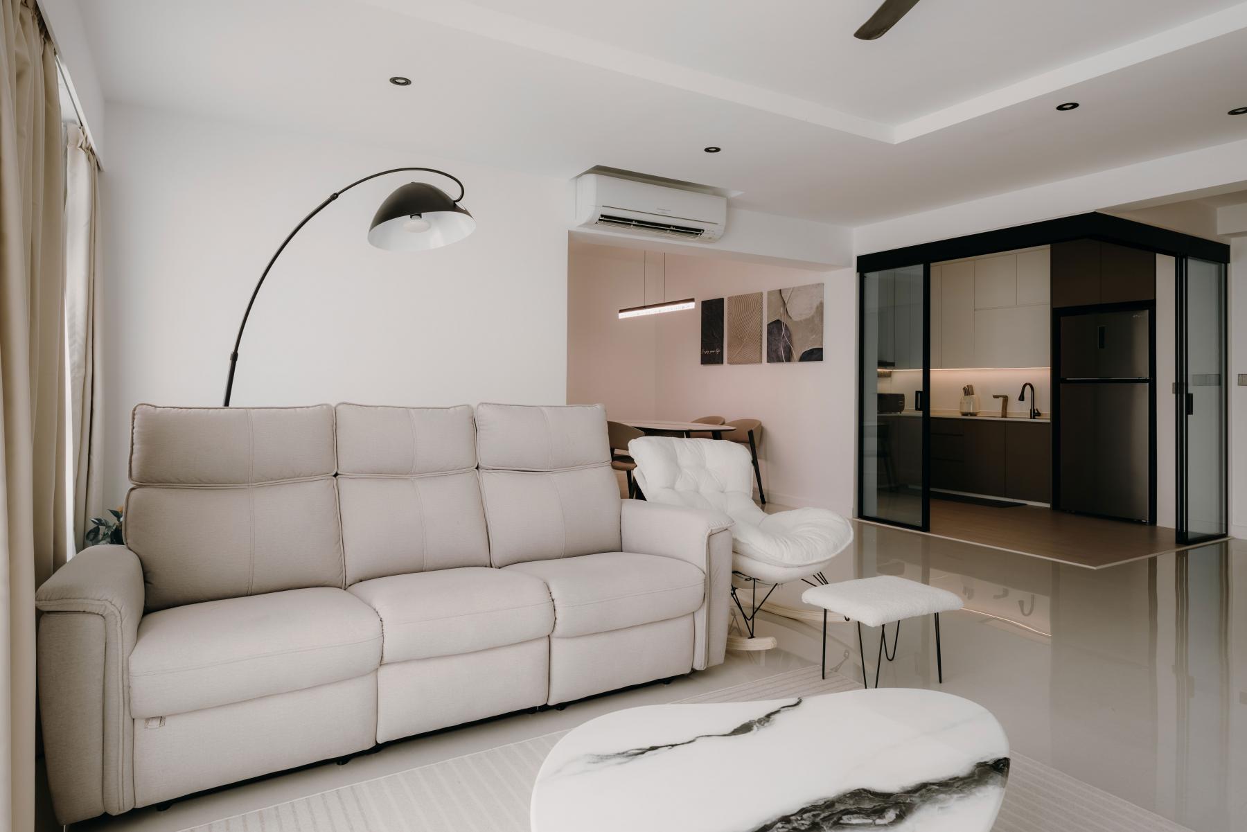 Minimalist Living Room with Sofa and Leather Sofa