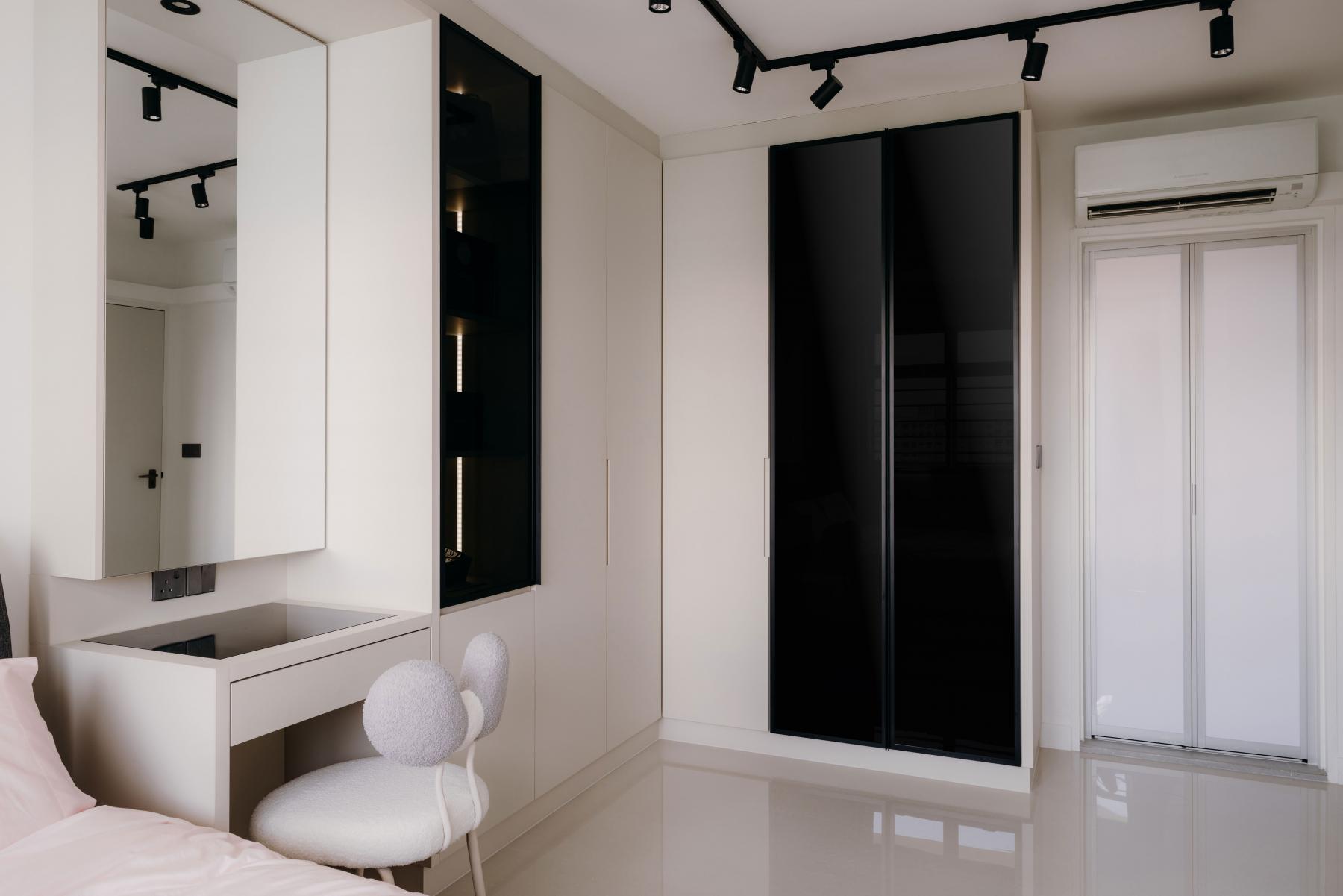 Minimalist Bedroom with Wardrobe and Lighting