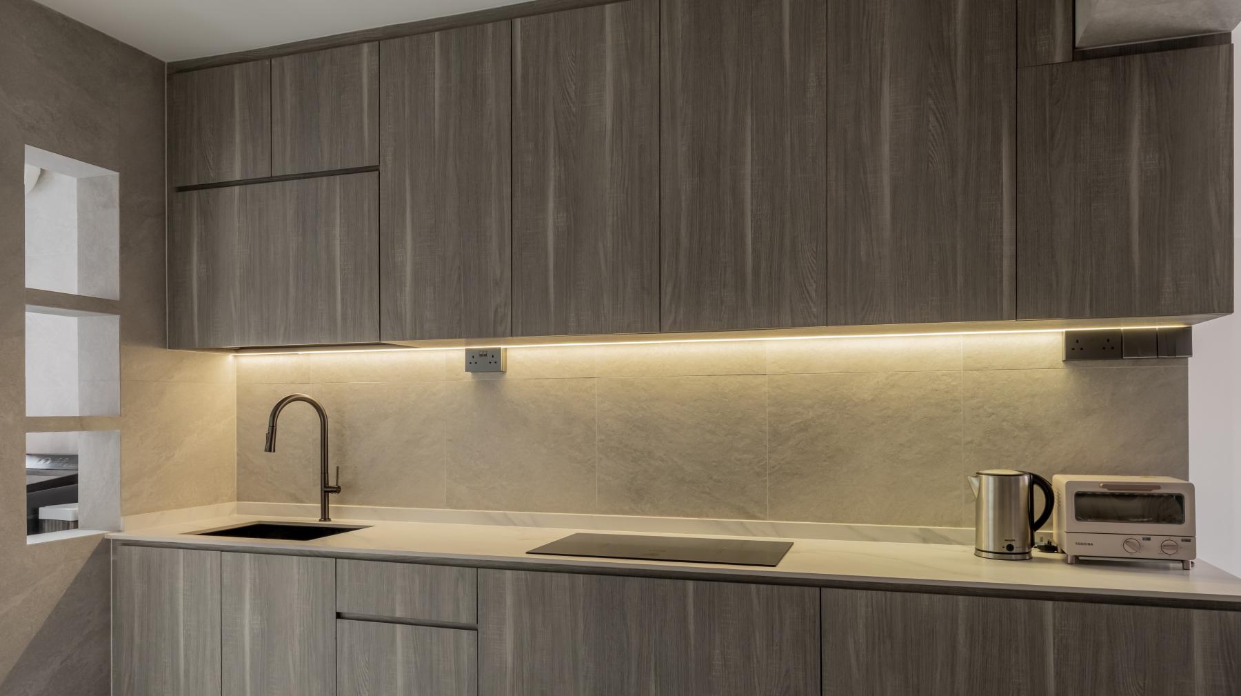 Contemporary Kitchen with Countertop and Kitchen Window