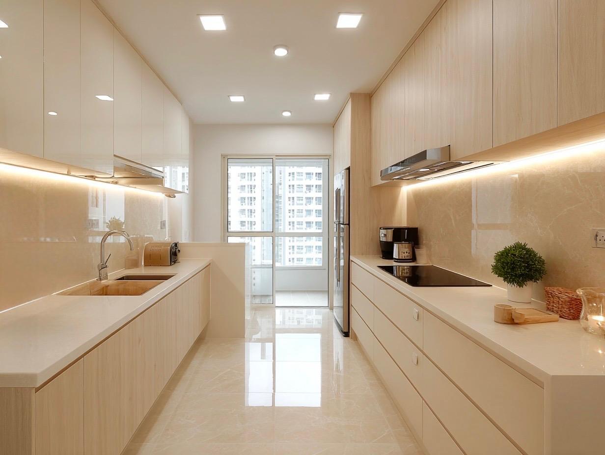 Contemporary Kitchen with Countertop and Cupboard