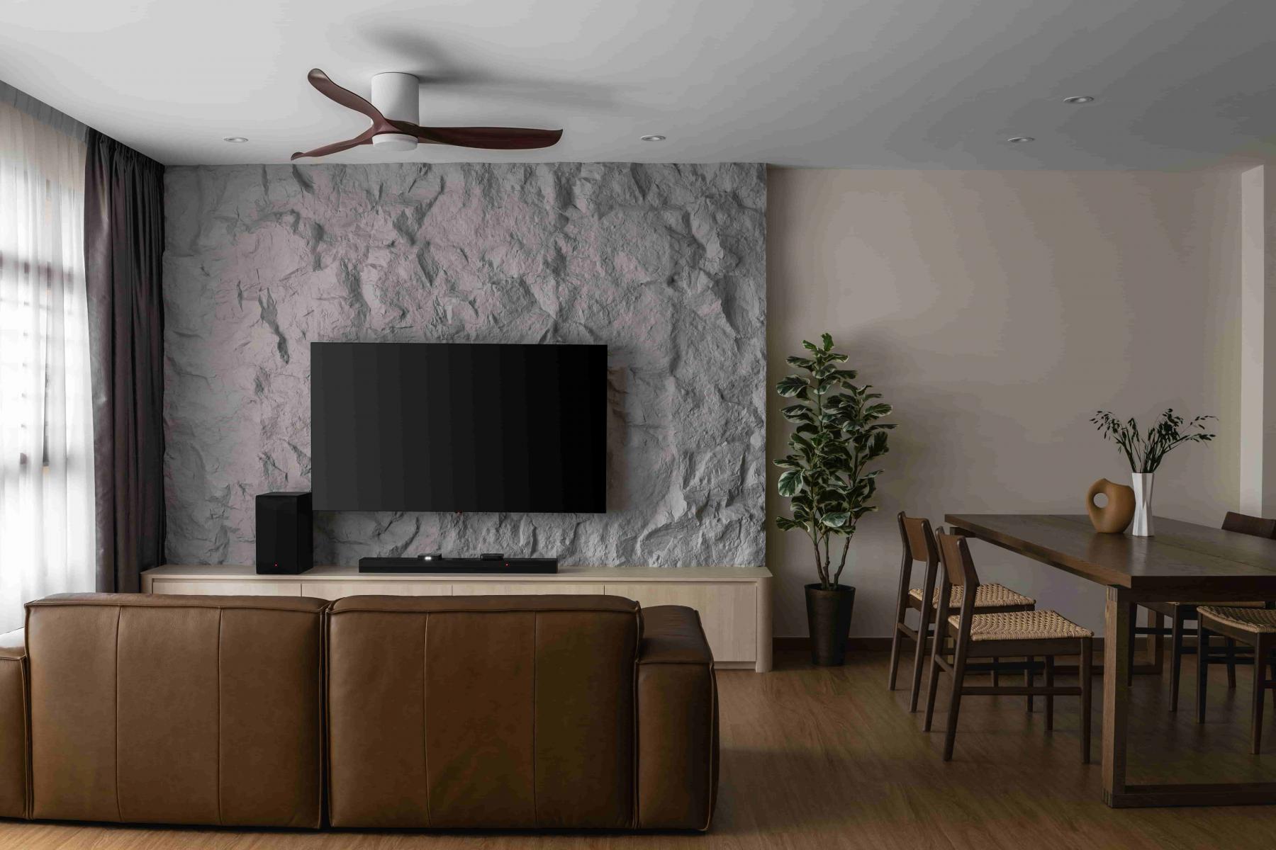 Modern Living Room with TV Console and Feature Wall