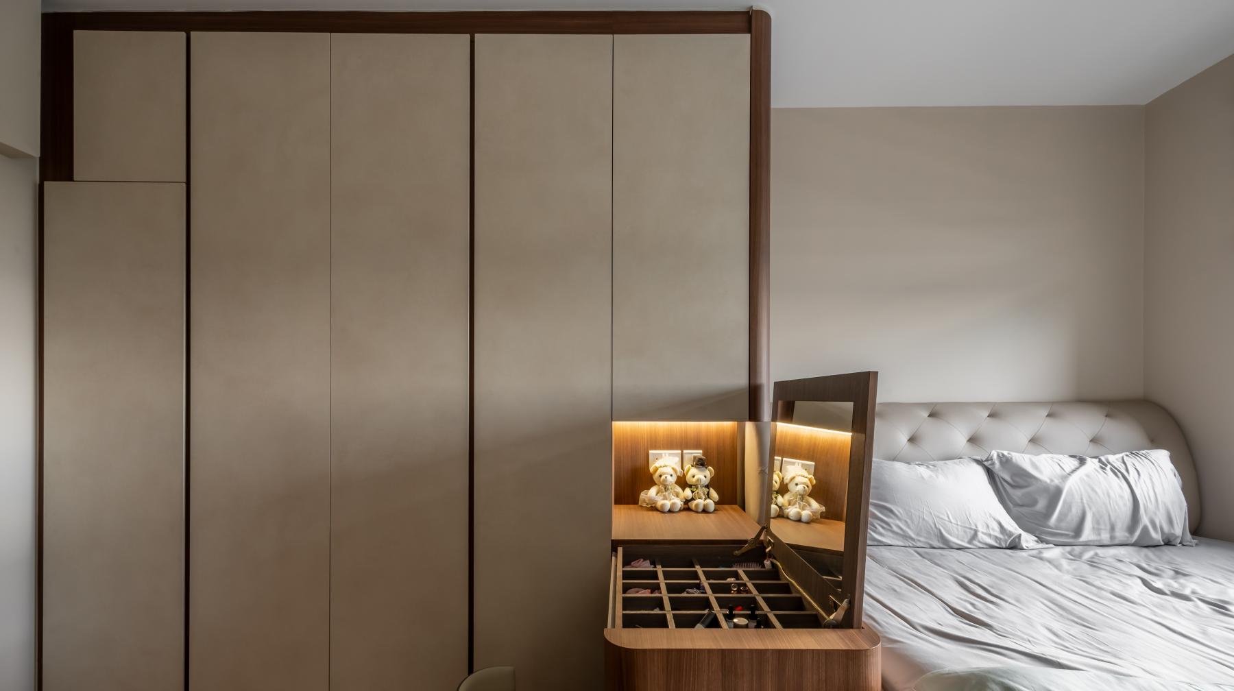 Scandinavian Bedroom with Vinyl Flooring and Wardrobe