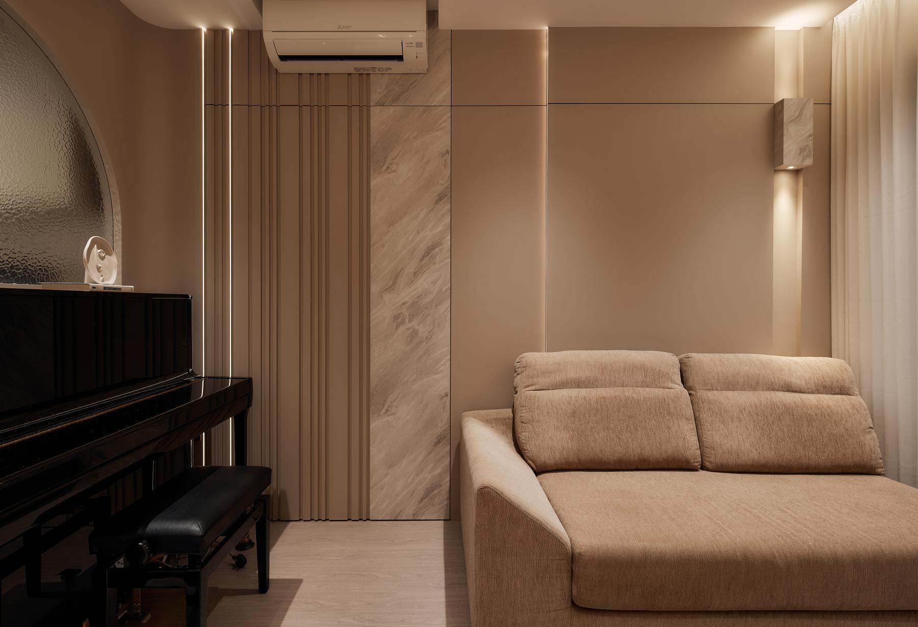 Modern Living Room with Feature Wall and Sofa