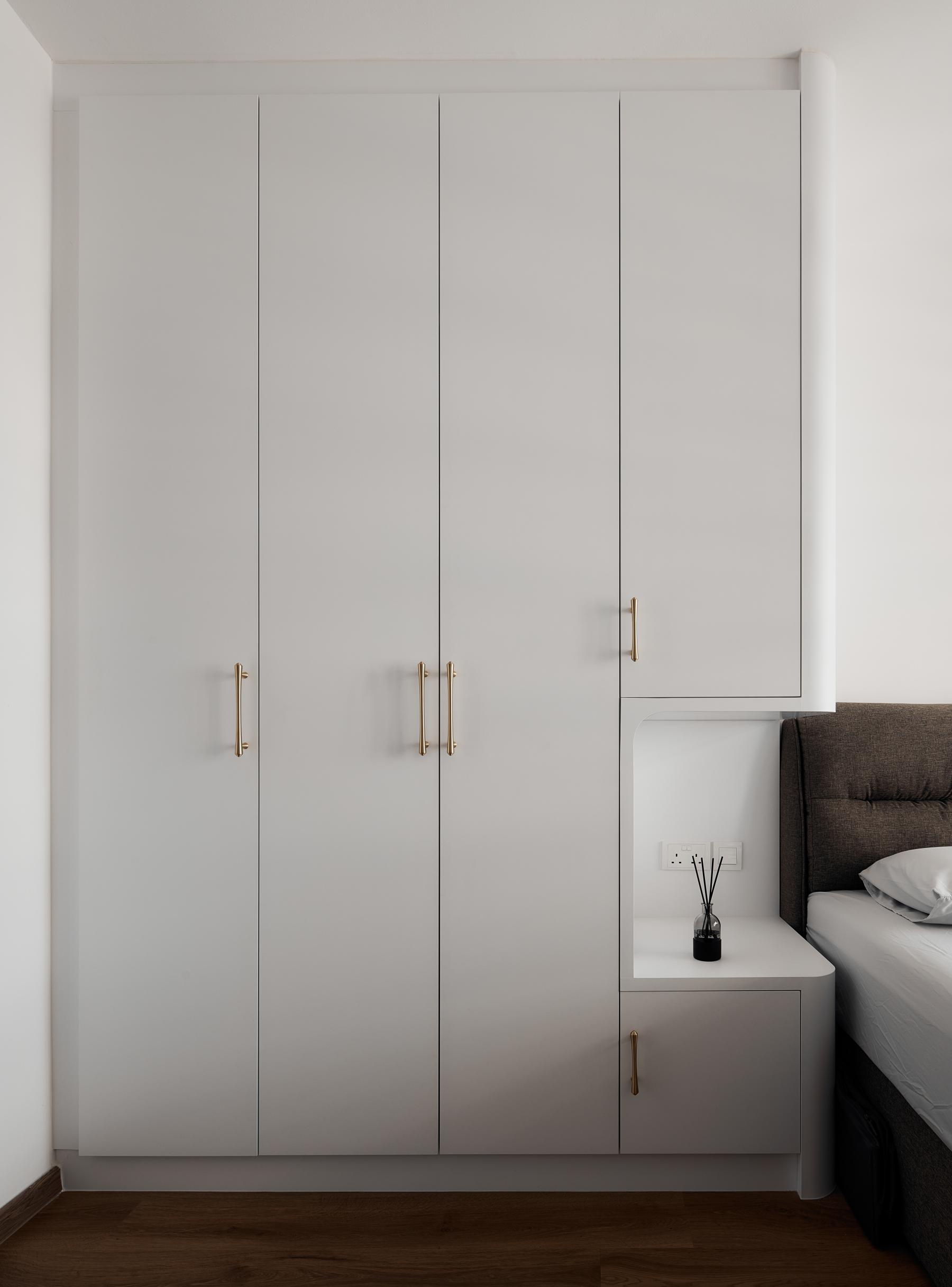 Modern Bedroom with Wood Flooring and Wardrobe