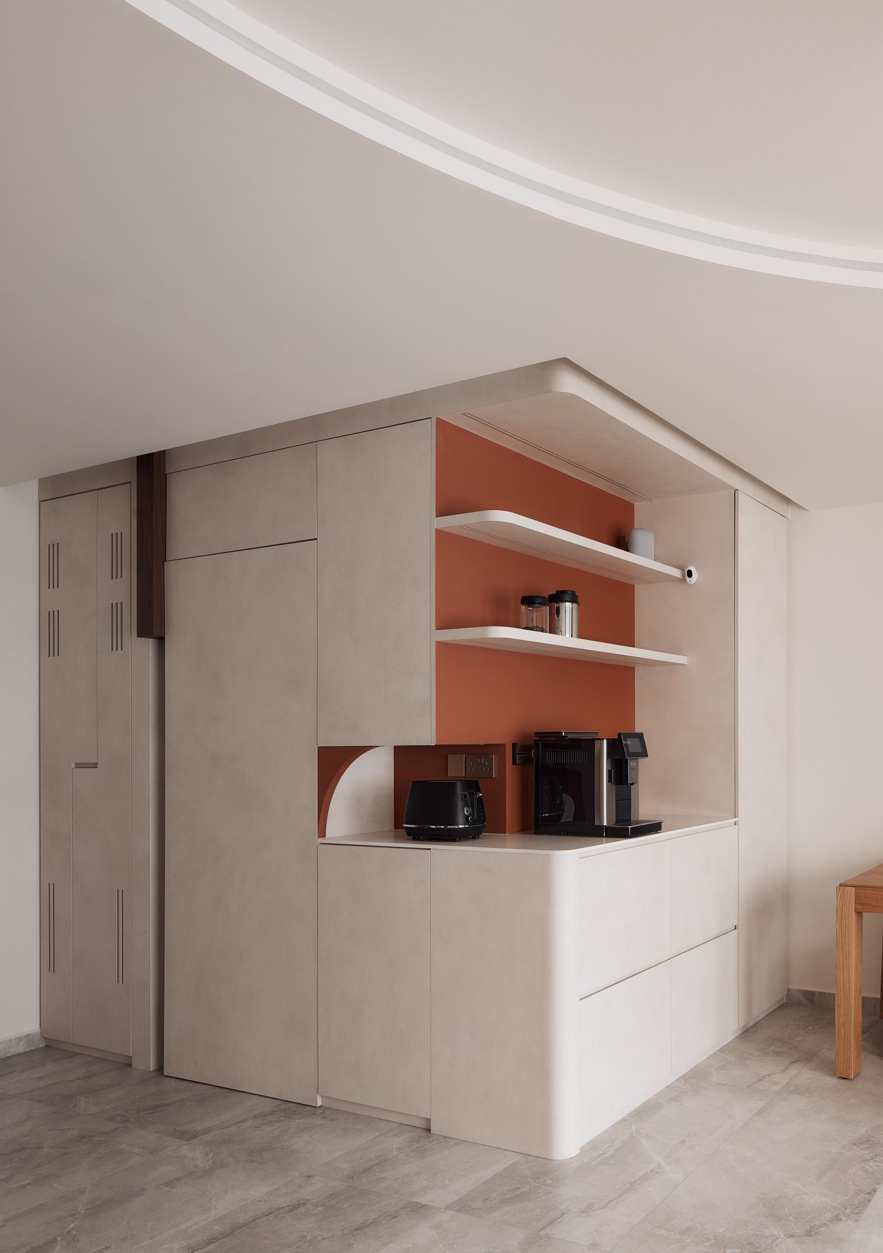 Minimalist Pantry with Kitchen Island and Console Table
