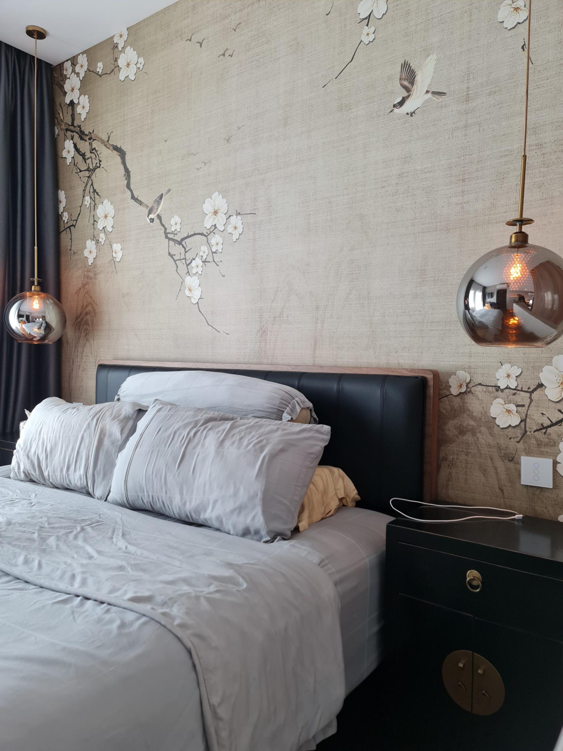 Vintage Bedroom with Bedside Table and Bed