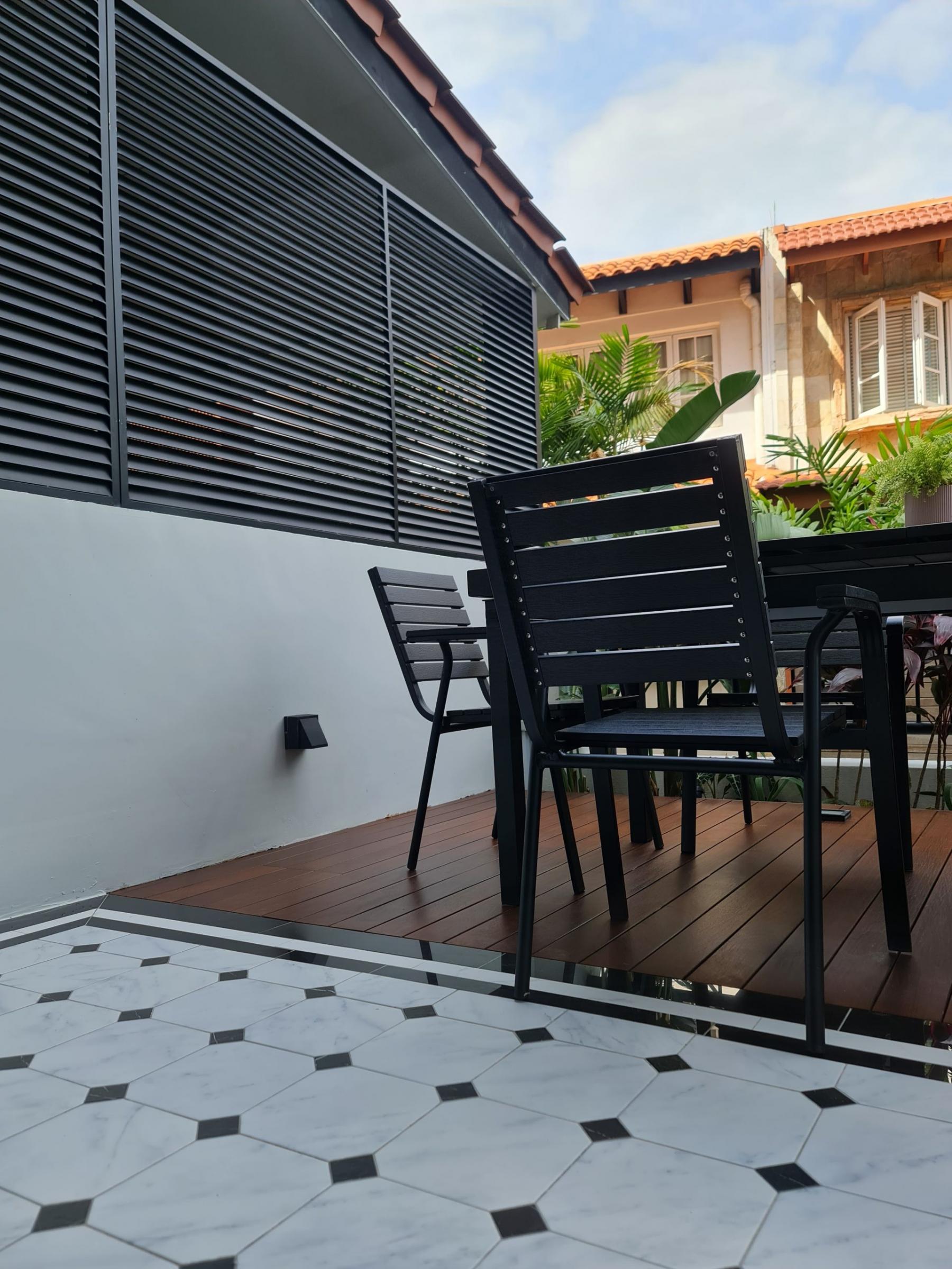 Vintage Patio with Outdoor Table and Outdoor Chairs