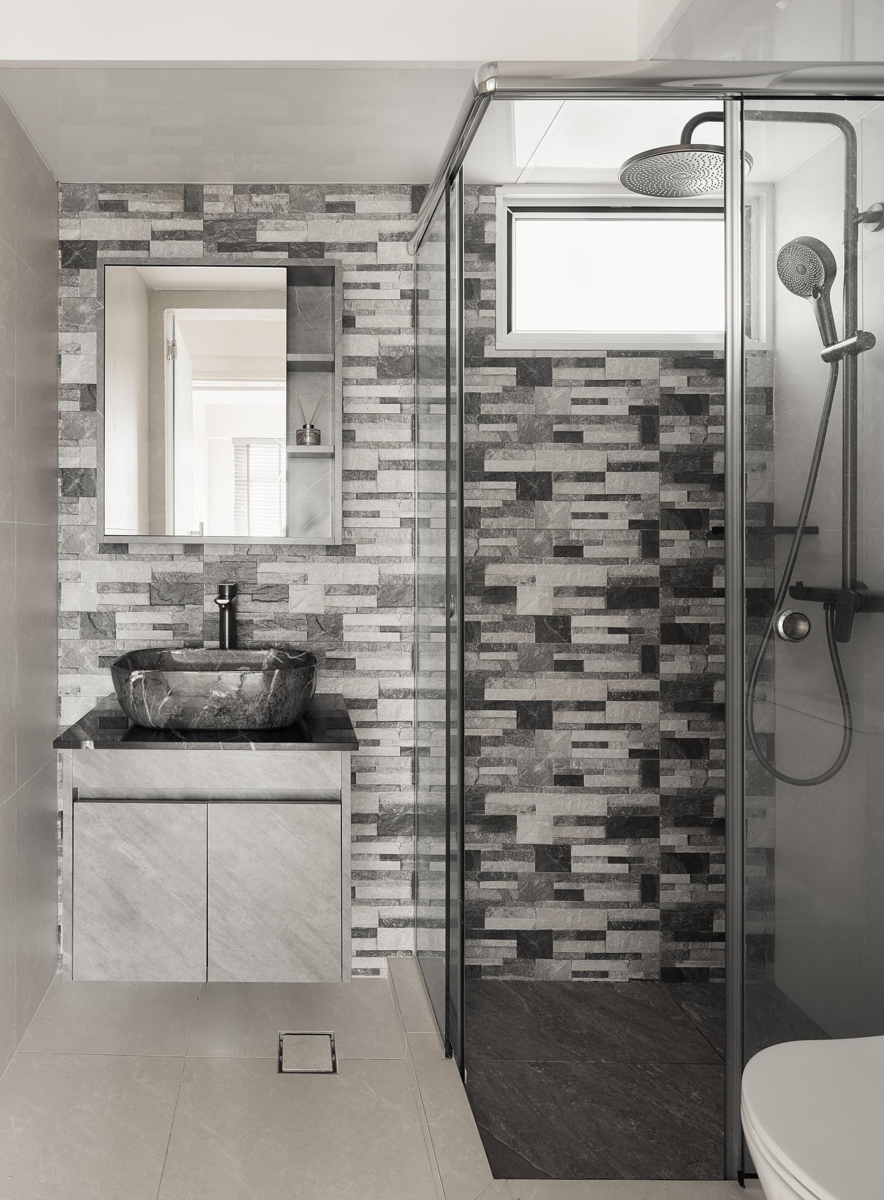 Modern Bathroom with Mirror and Shower Screen