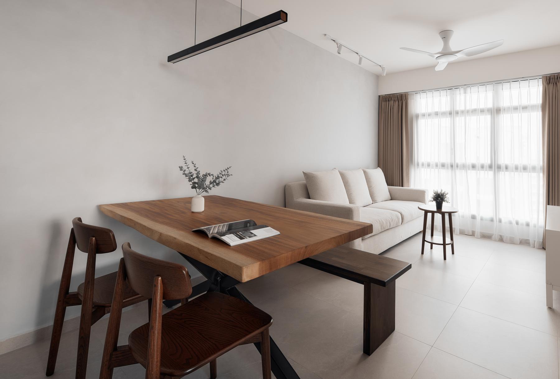 Modern Living Room with Homogeneous Tiles and Sofa