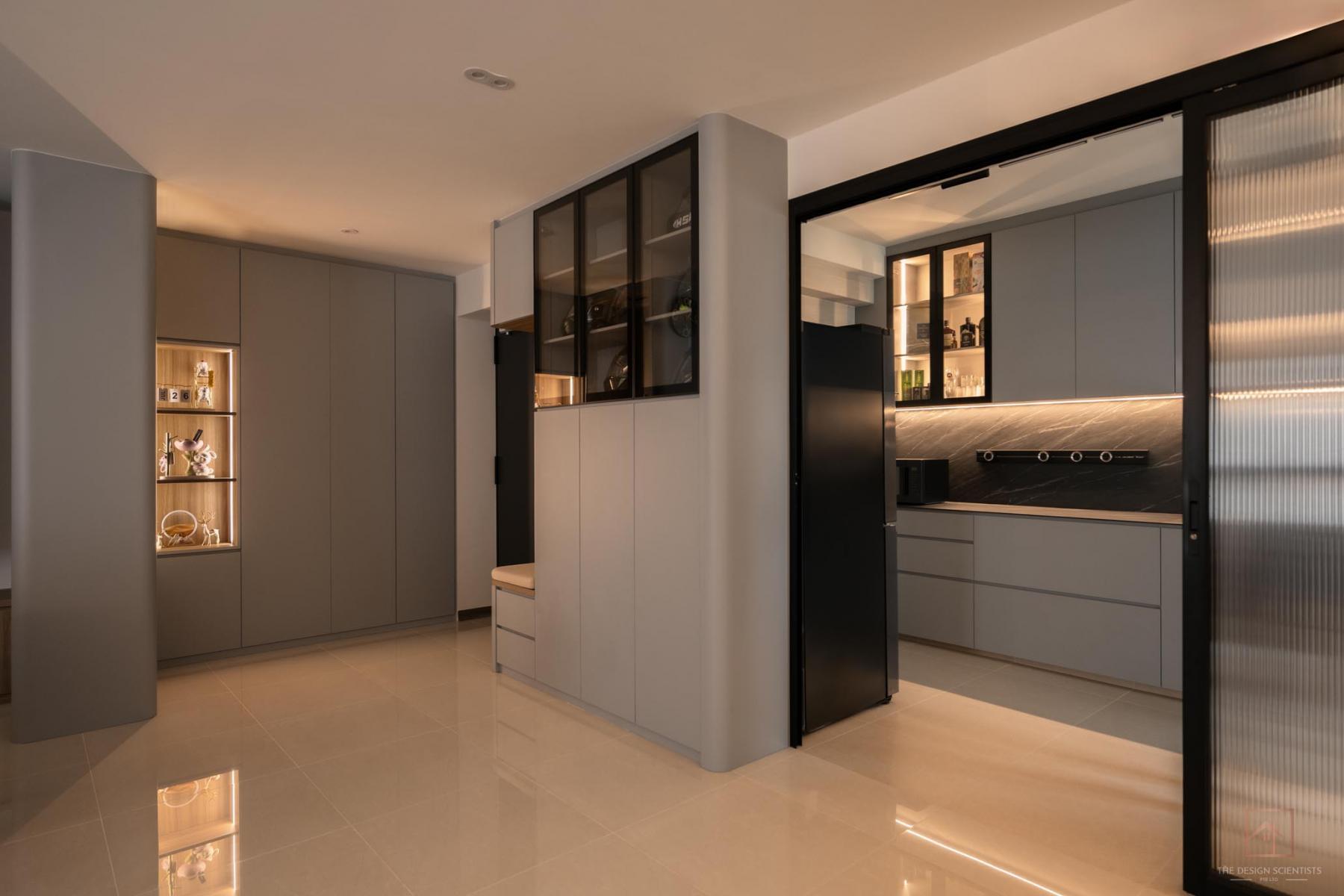 Contemporary Entryway with Seating Bench and Small Storage