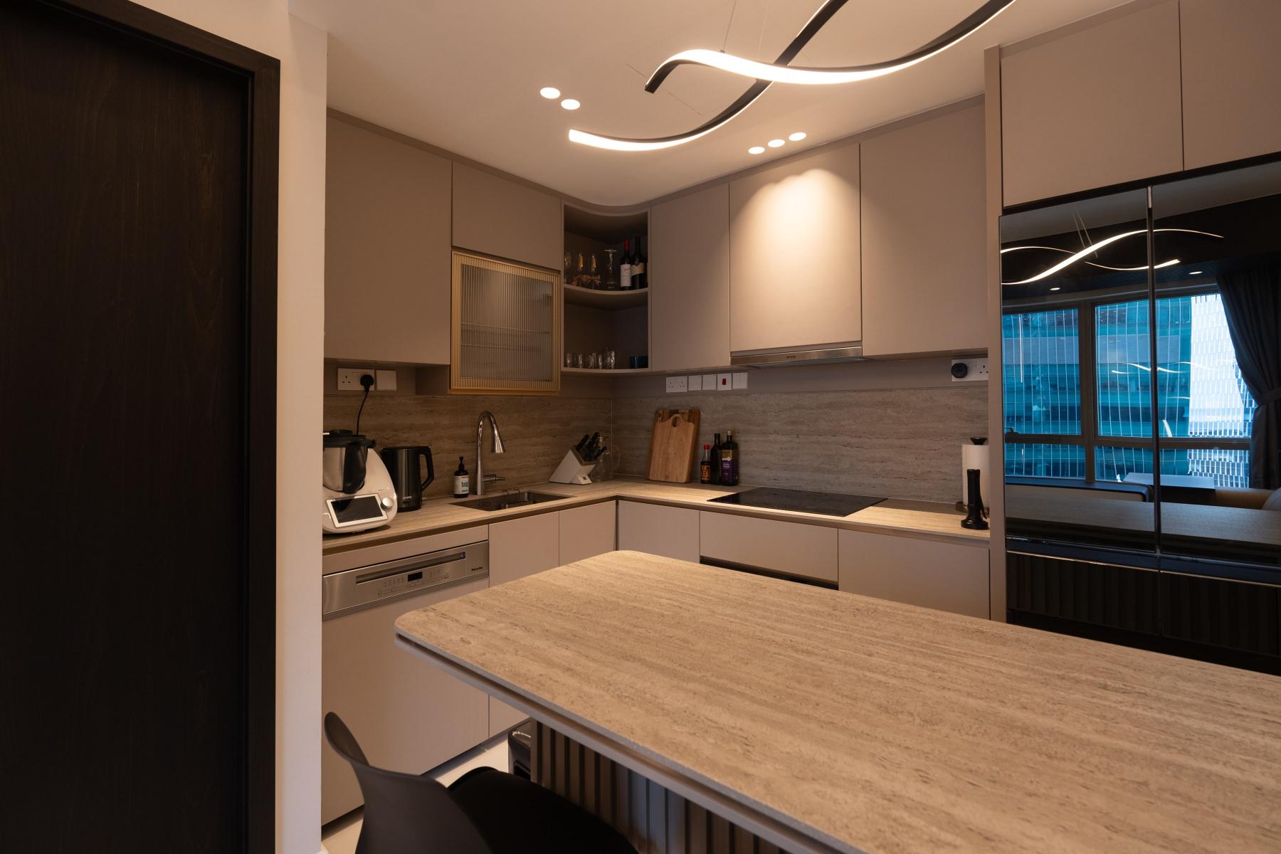Modern Kitchen with Vinyl Flooring and Wood Flooring