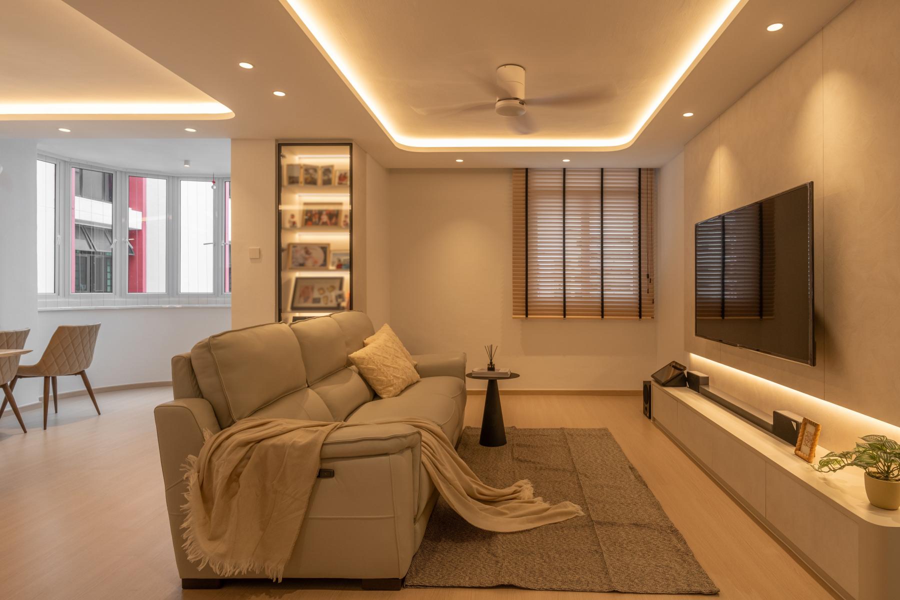 Modern Living Room with TV Console and Feature Wall