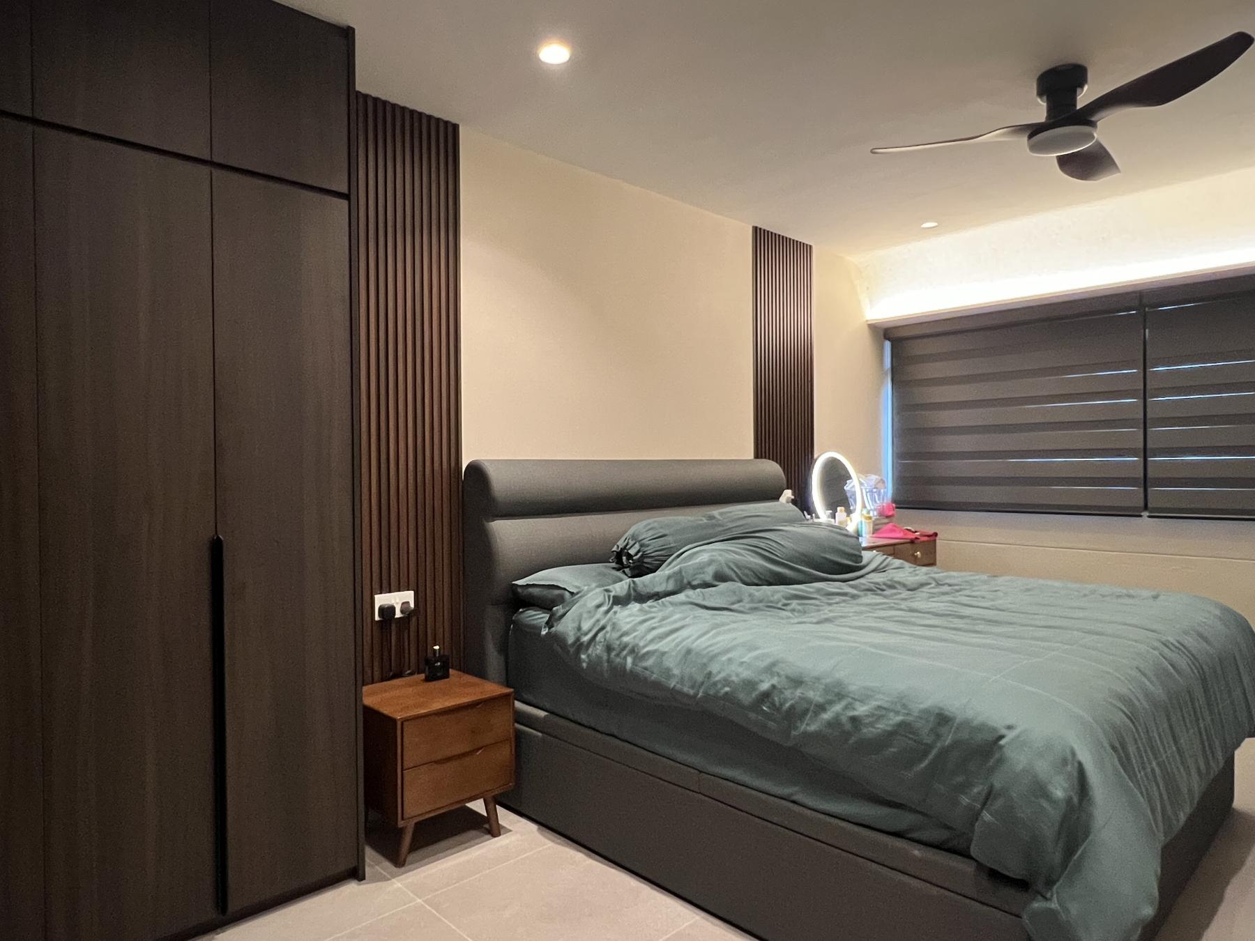 Modern Bedroom with Cove Lighting and Wardrobe