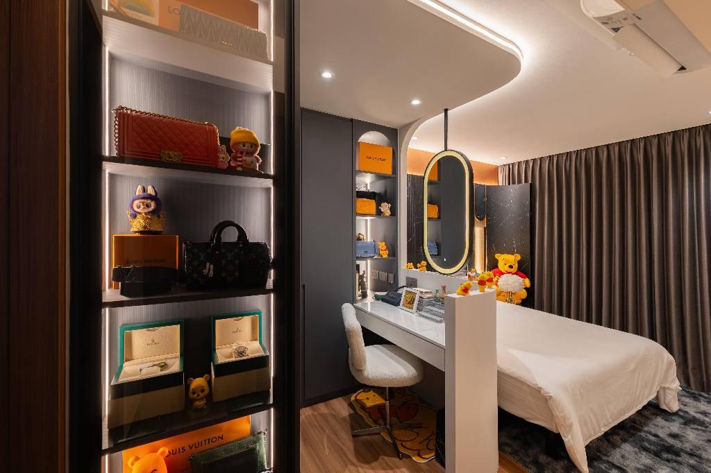 Modern Bedroom with Mirror and Wardrobe