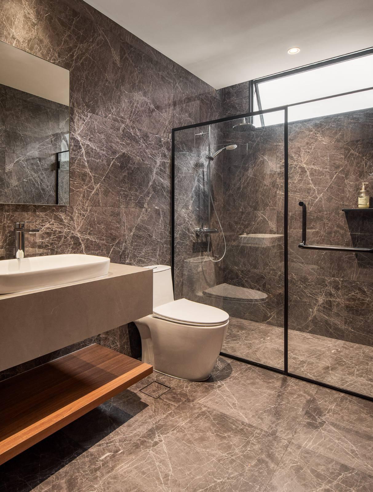 Modern Bathroom with Shower Screen and Bathroom Sinks