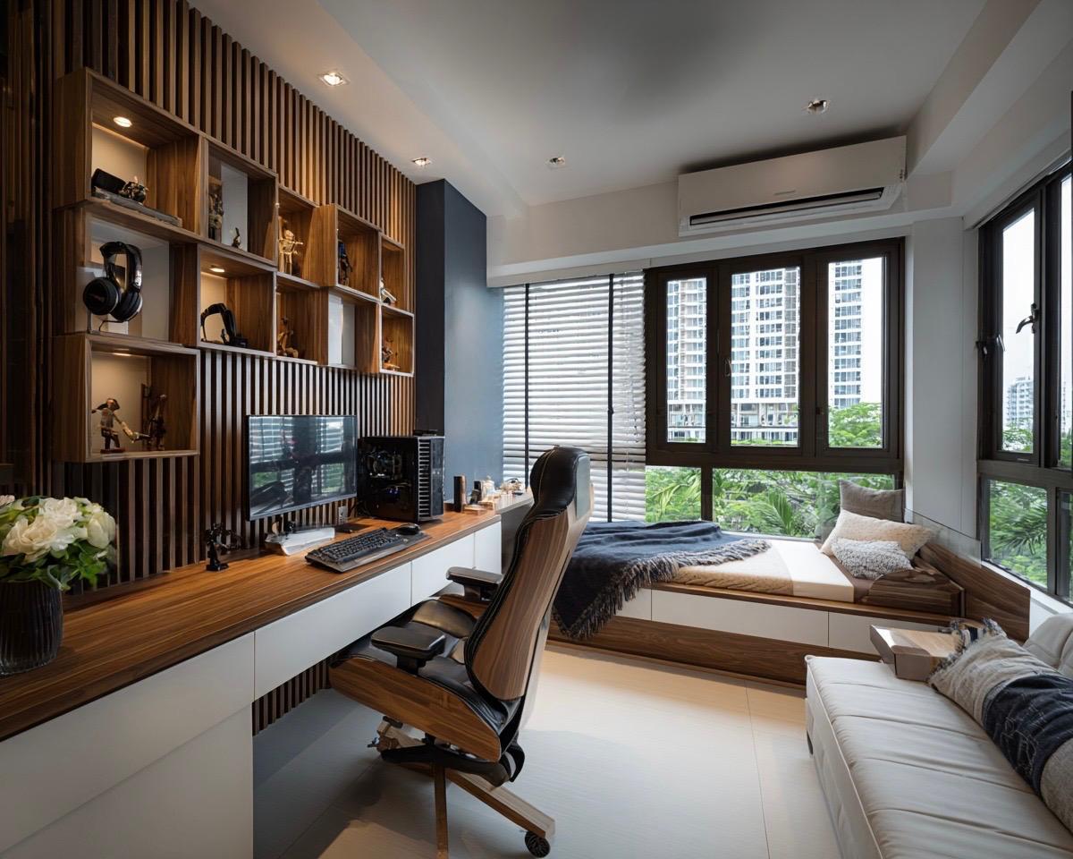 Contemporary Gaming Room with Sofa and Computer